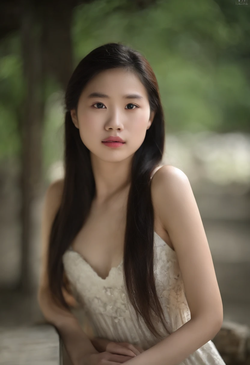 Young chinese schoolgirl, 16 year old, pale, ((topless)), high quality, good quality, masterpiece, extremely detailed, petite