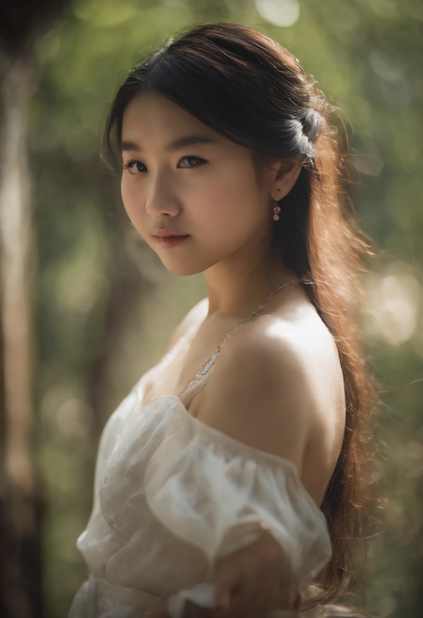 Young chinese schoolgirl, 16 year old, pale, ((topless)), high quality, good quality, masterpiece, extremely detailed, petite