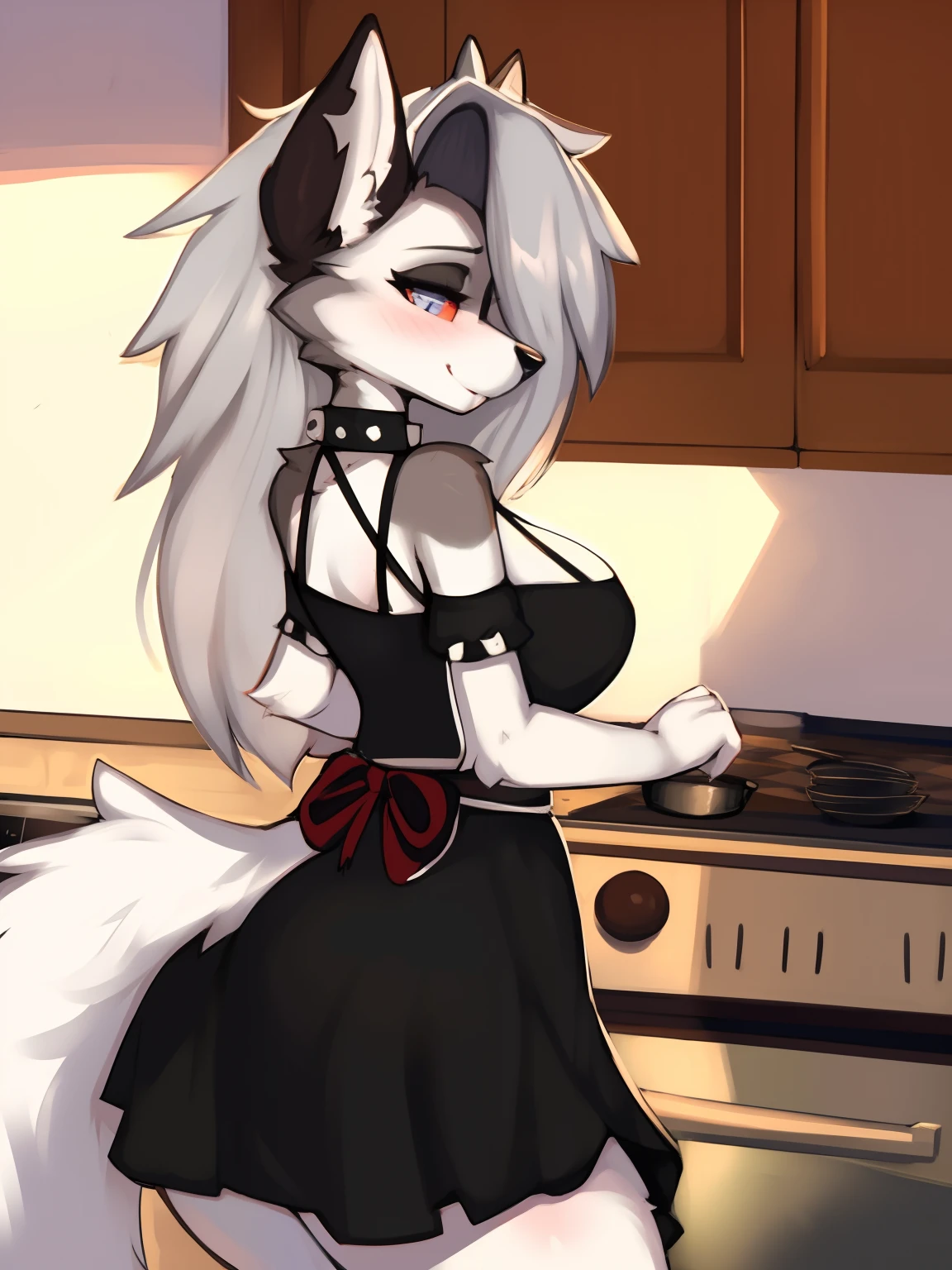 by zackary911,zackary911, wolf, anthro, giantess maid in kitchen, loona