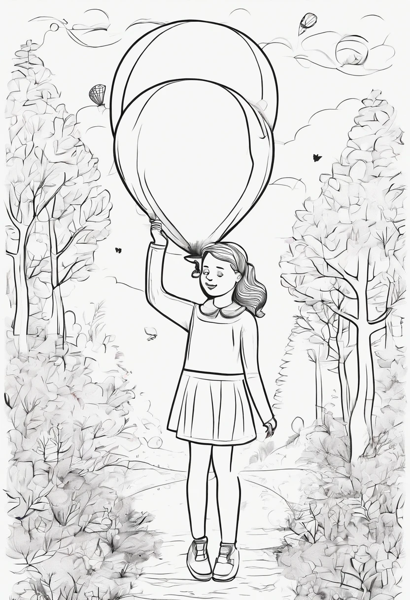 Cute girl 16 years old is playing with balloon in autumn park