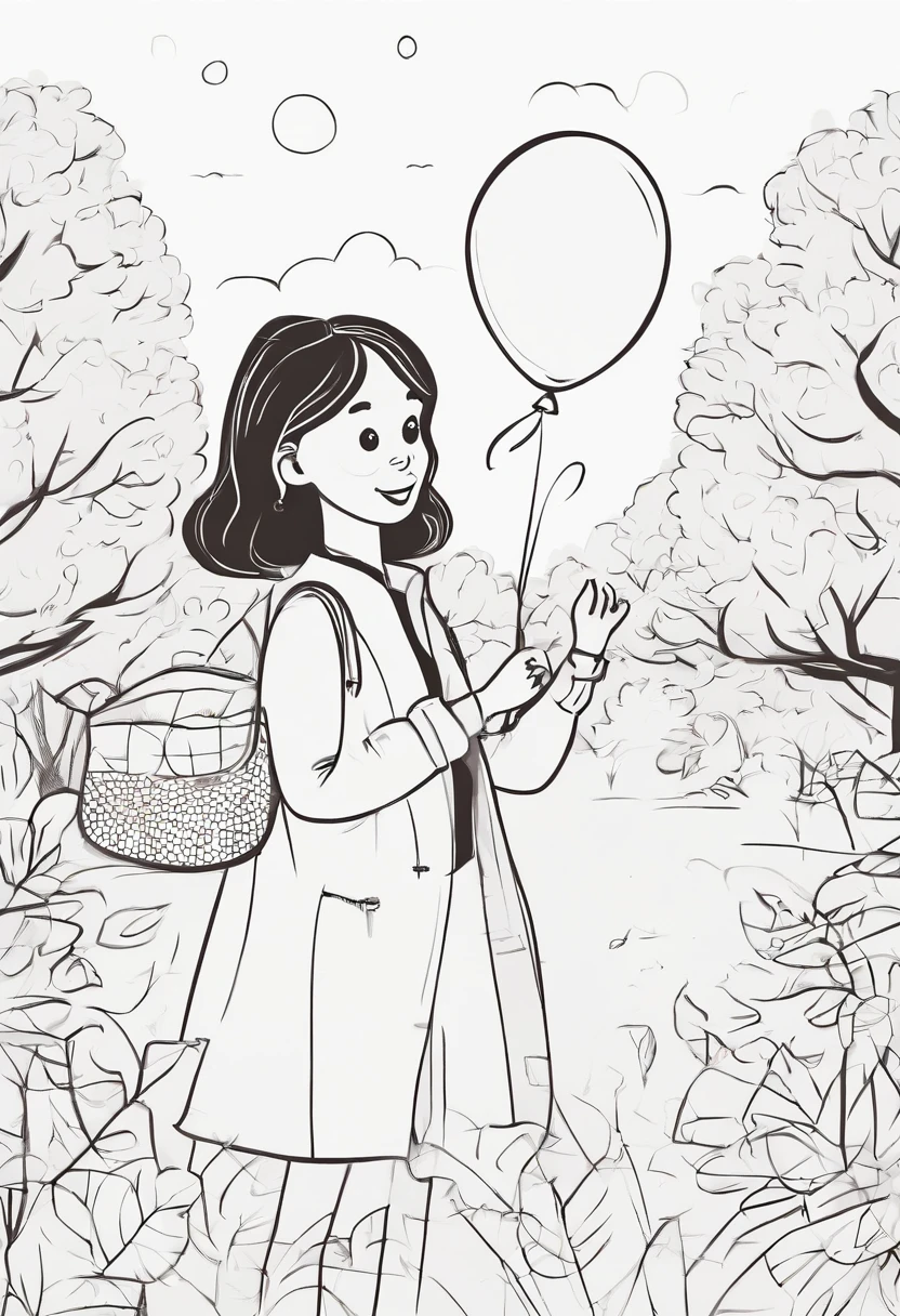 Cute girl is playing with balloon in autumn park