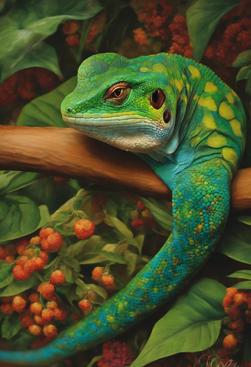 um lagarto pintando um quadro