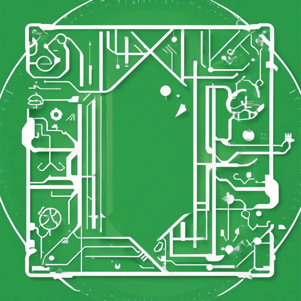 A logo, Plant and electronic circuits, solid color, Simple design, in green, Simple white background, Circular platform::2,