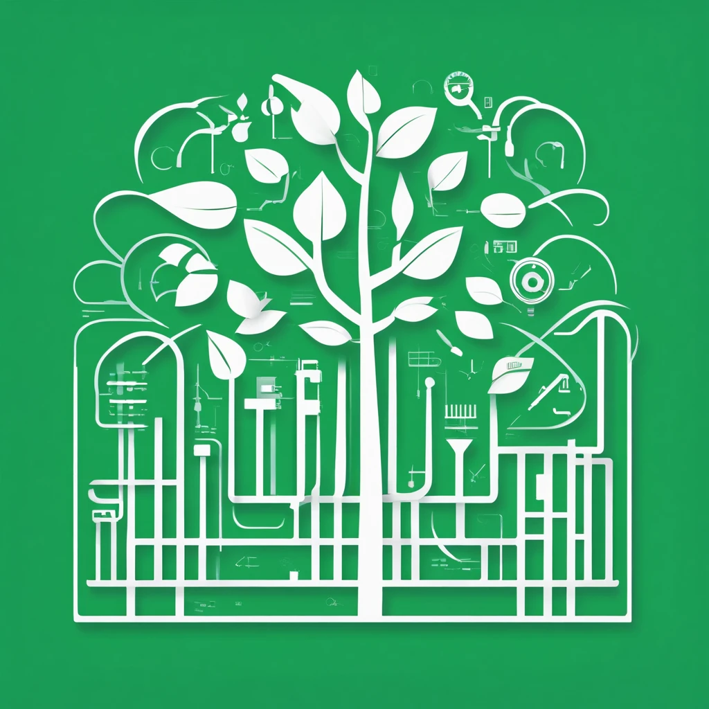 A logo, Plant and electronic circuits, solid color, Simple design, in green, Simple white background, Small in the center, Simple structure, Circular platform::2,