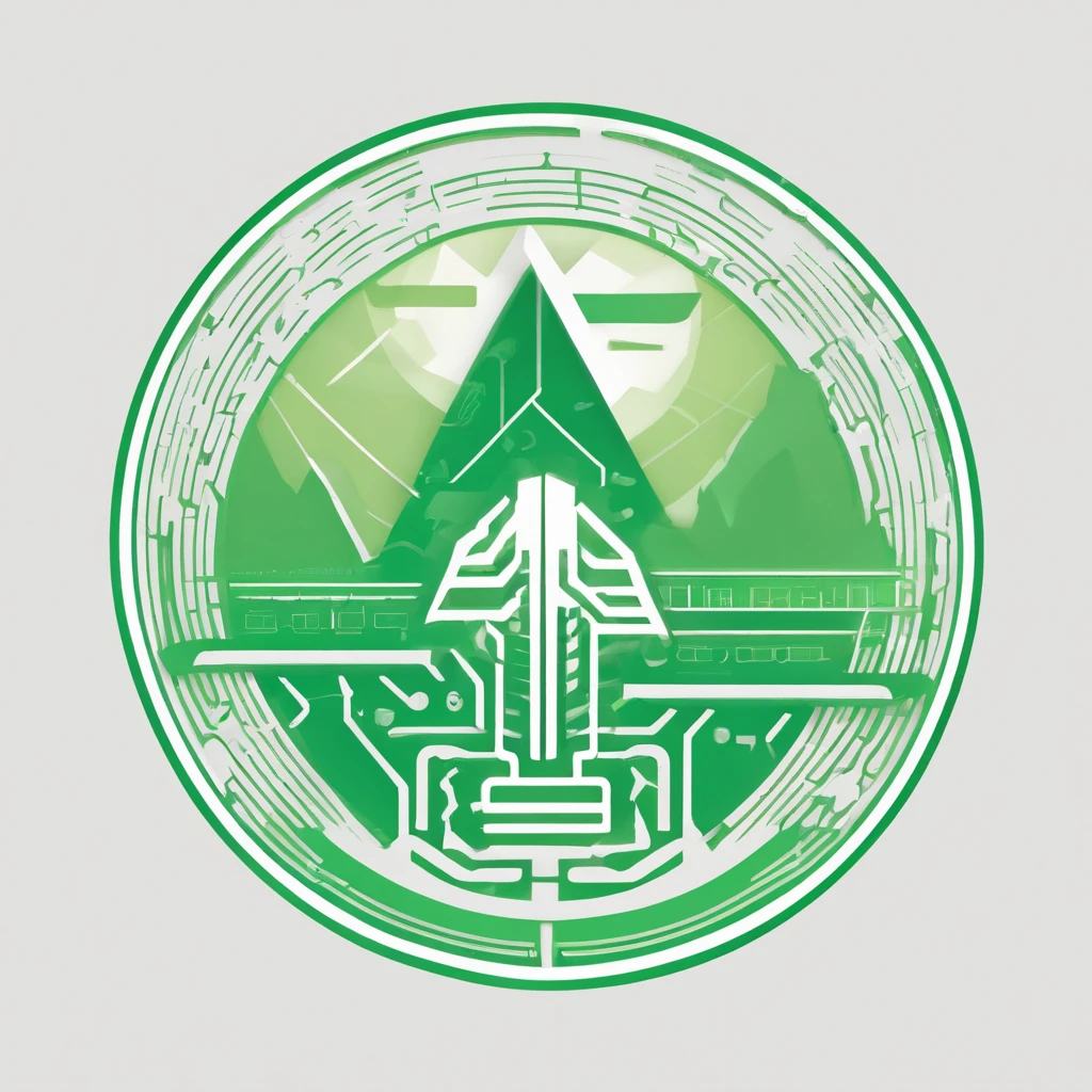 A logo, Plant and electronic circuits, solid color, Simple design, in green, Simple white background, Small in the center, Simple structure, Circular platform::2,