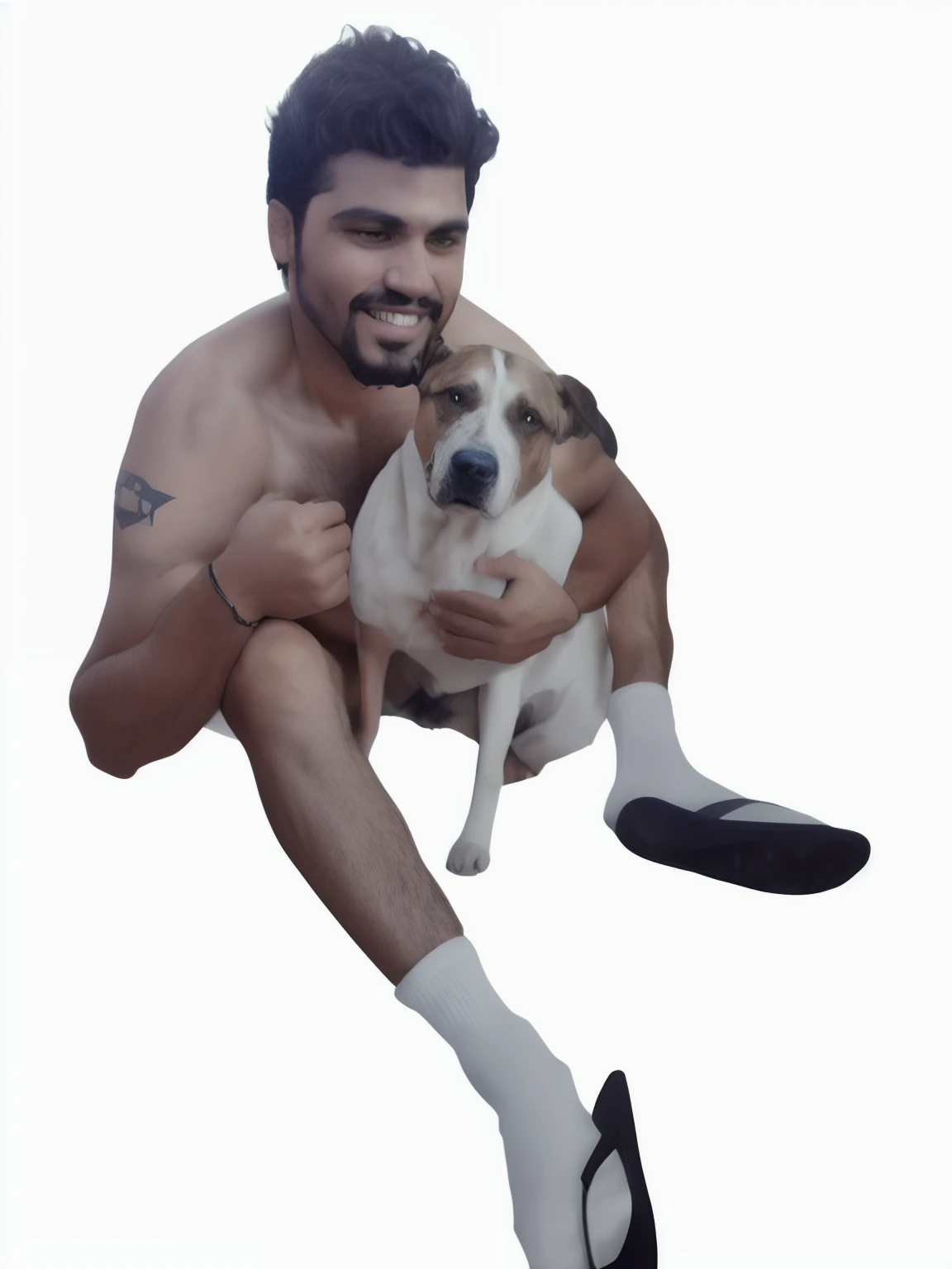 man and his dog on the moon looking at the galaxy
