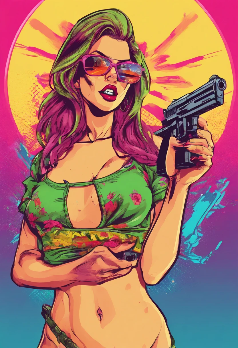 Girl naked with a pistola in her mouth