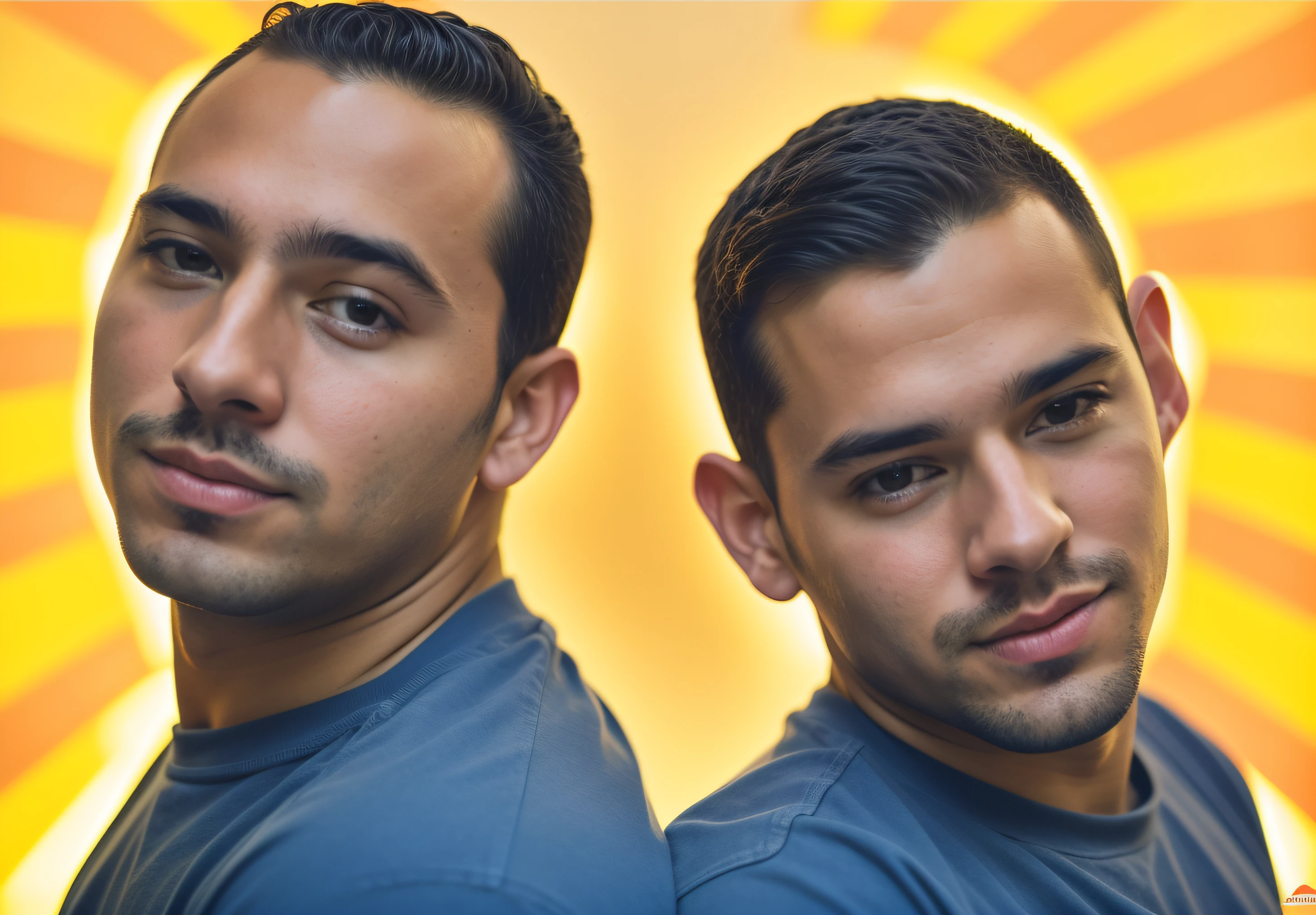 there are two men that are standing next to each other, Arte Promocional, Arte Promocional, Bowater Charlie e Brom Gerald, beautiful male twins portrait, vocalistas de apoio, imagem promocional, imagem promocional, foto promocional, dois homens bonitos, Pablo Carpio e Jordan Grimmer, Retrato promocional, Foto de perfil do headshot, photo shoot, dois rapazes, identical picture, 5 feet away
