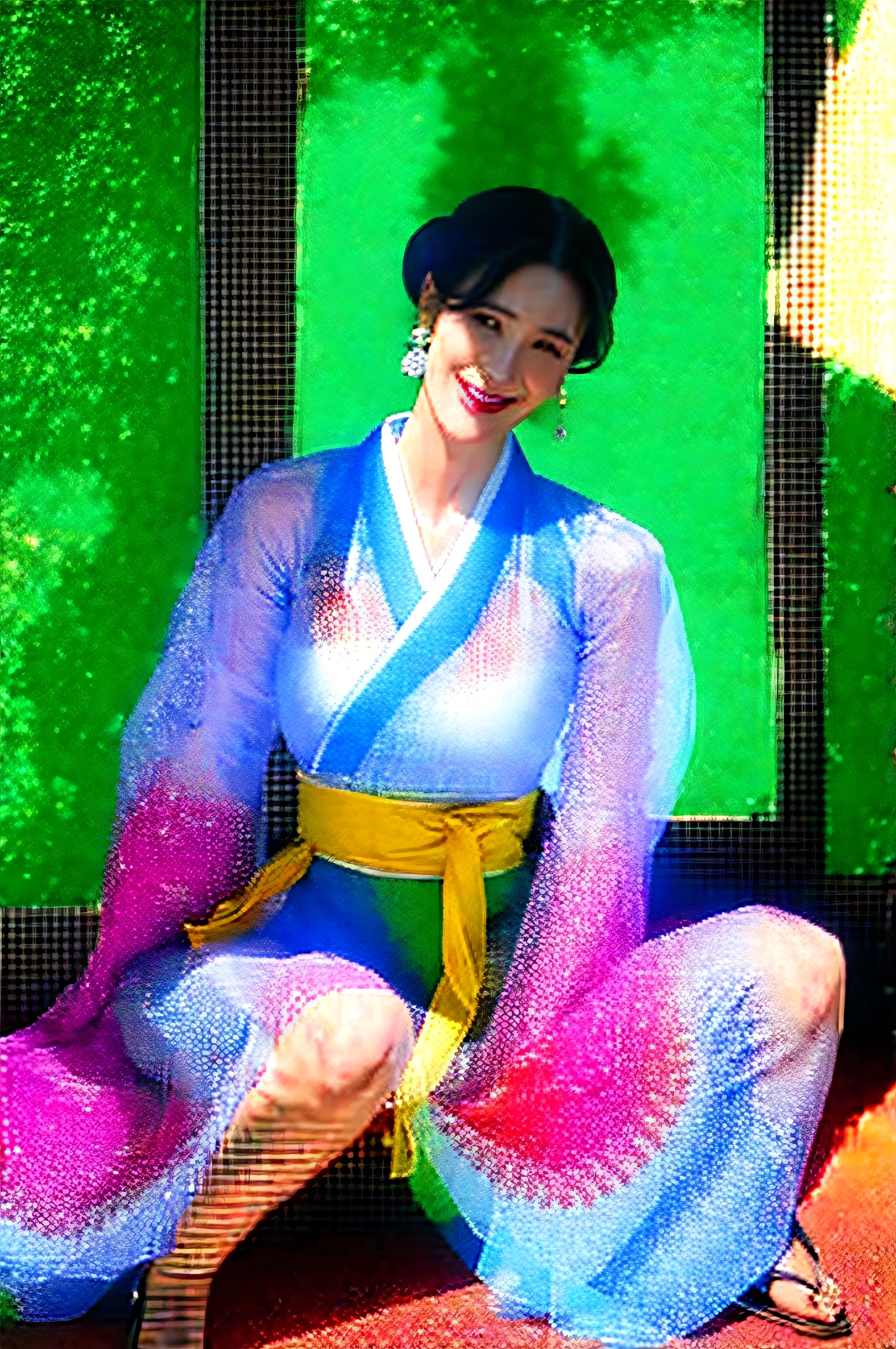 Delicate, masutepiece, Beautiful detailed, colourfull, Finely detailed,Detailed lips, Intricate details, (1 woman:1.1), (a gorgeous beautiful 30 age years old sexy korean woman:1.1),(Kpop Idol, Korean mixed), (Tied hair:1.1), (50mm Sigma f/1.4 ZEISS lens, F1.4, 1/800s, ISO 100, fotograpy:1.1), large full breasts,(Photorealistic:1.1), Solo, up looking_で_viewer, Tall lady, ,Happy smile, from a_front, earrings, slim_Legs, skinny, Thigh_the gap, Model, Lens Flare, Choker,(hanbok+See-through silhouette, Wedge Heel:1.3), korean commentary, Korean_Street, Korean_traditional_Duan,1boy, Open leg sitting, vaginal, POV,