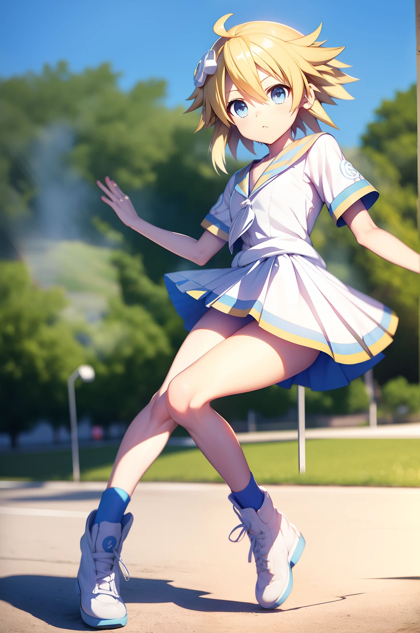 Kagamine Rin, cabelos pretos, uniforme de futebol, Retratos, anime, cores vibrantes, natural lighting, melhor qualidade, ultra-detalhado, foco nítido, Physically-based rendering, vivid colors