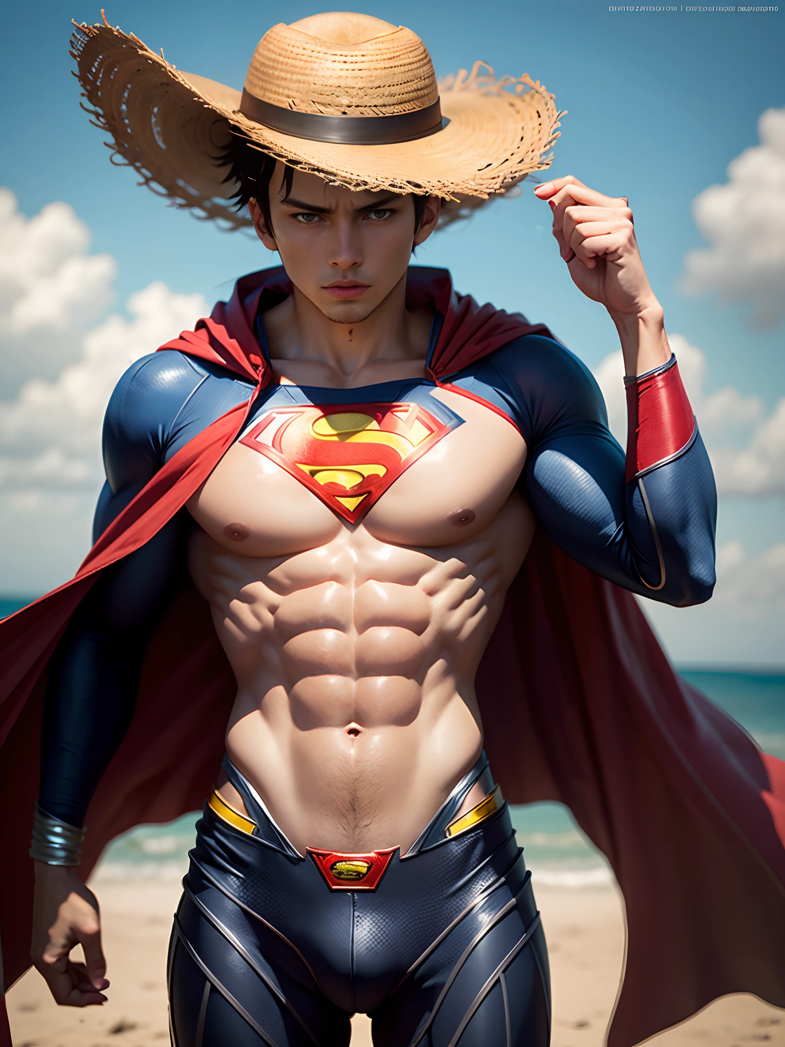 Realistic, detailed, wearing Superman suit