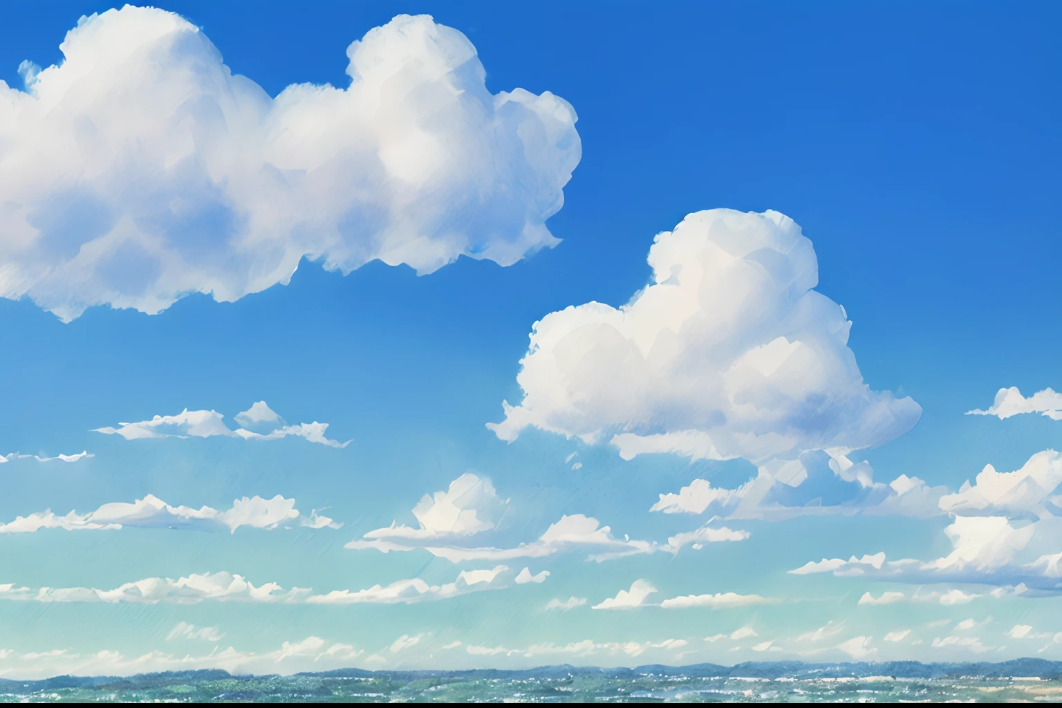 (best quality,Realistic),clear blue sky,nuvens fofas brancas,estilo de pintura,textura em aquarela,pinceladas