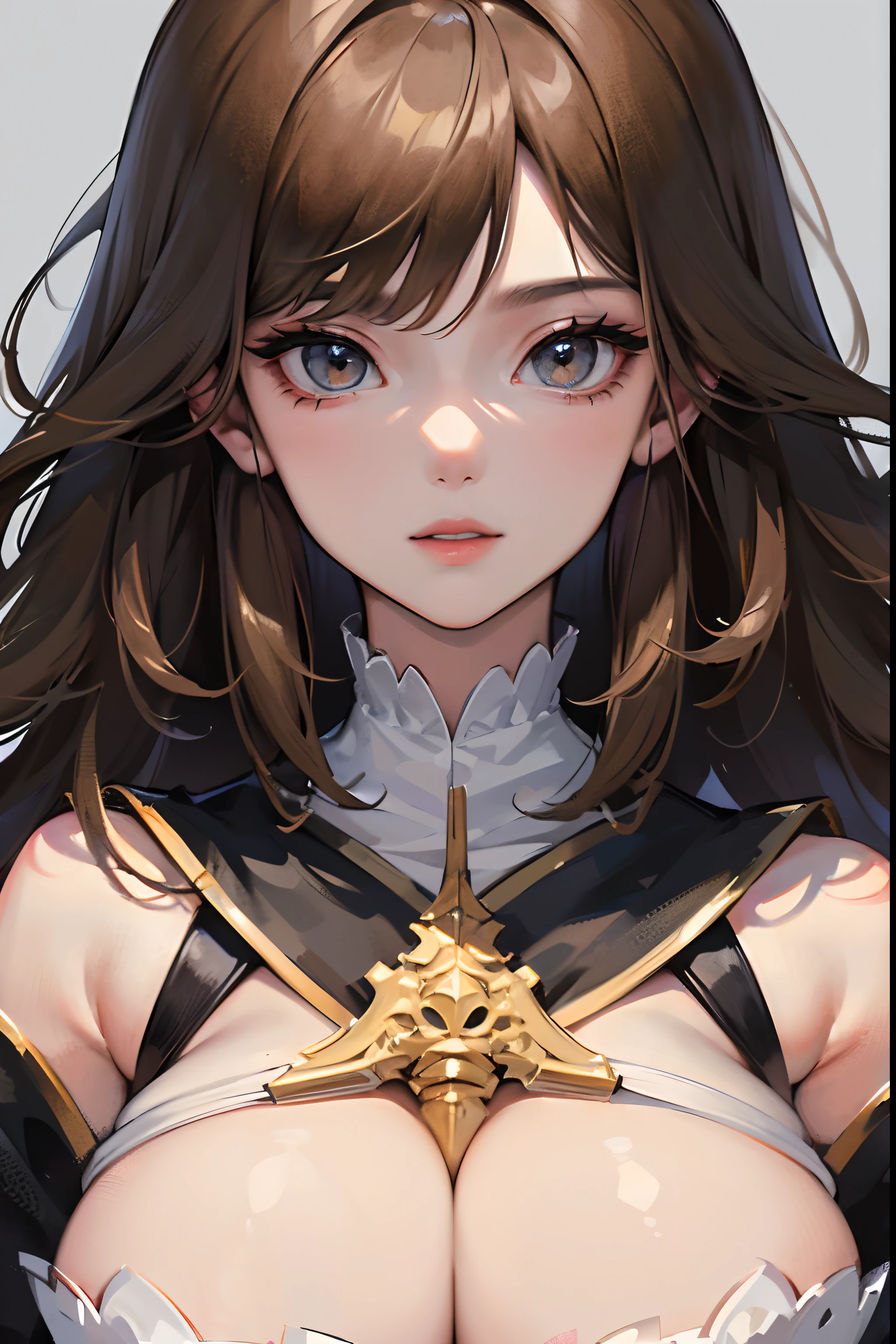 ((tmasterpiece))，(Best quality at best)，(A half body)，facing at camera，(ultra intricately detailed)，(Highest definition)，(8K)，(Clean lines)，(Perfect facial features，Perfect flesh)，(offcial art)，1girll，(Monks)，((Super super huge breasts))，naturey，grassy，fresh flowers，Monk's robe，hermit，Natural affinity，black messy hair，long whitr hair，Wooden sceptre，(Besticity)