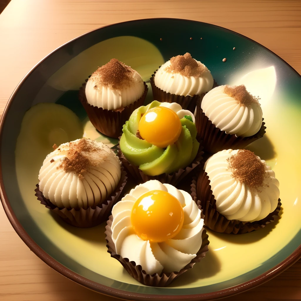 Bolos e bolinhos, magica, comida, doce fundo verde ,artesanal ,caseiro