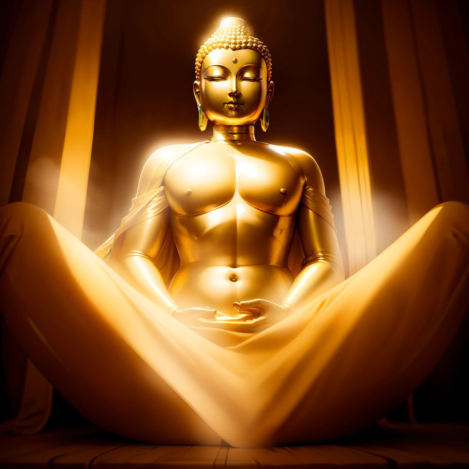 Buddha wrapped in golden light