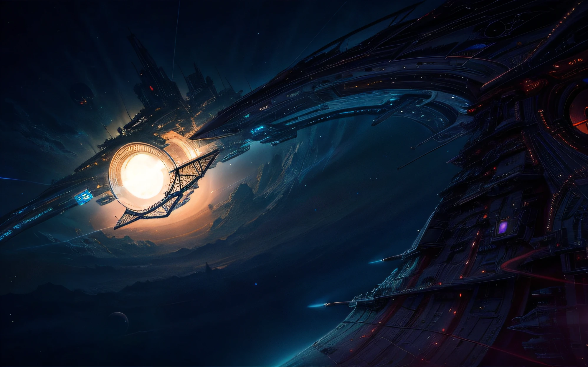There's a very large spaceship that's in the sky, epic beautiful space scifi, sci fi epic digital art, arte conceitual digital de alta qualidade, arte digital sci-fi, Sci-Fi Digital Art Illustration, bela arte sci fi, stunning sci-fi concept art, Sci-Fi Fantasia Desktop Wallpaper, Pintura Digital Sci Fi, Pintura Digital Sci-Fi