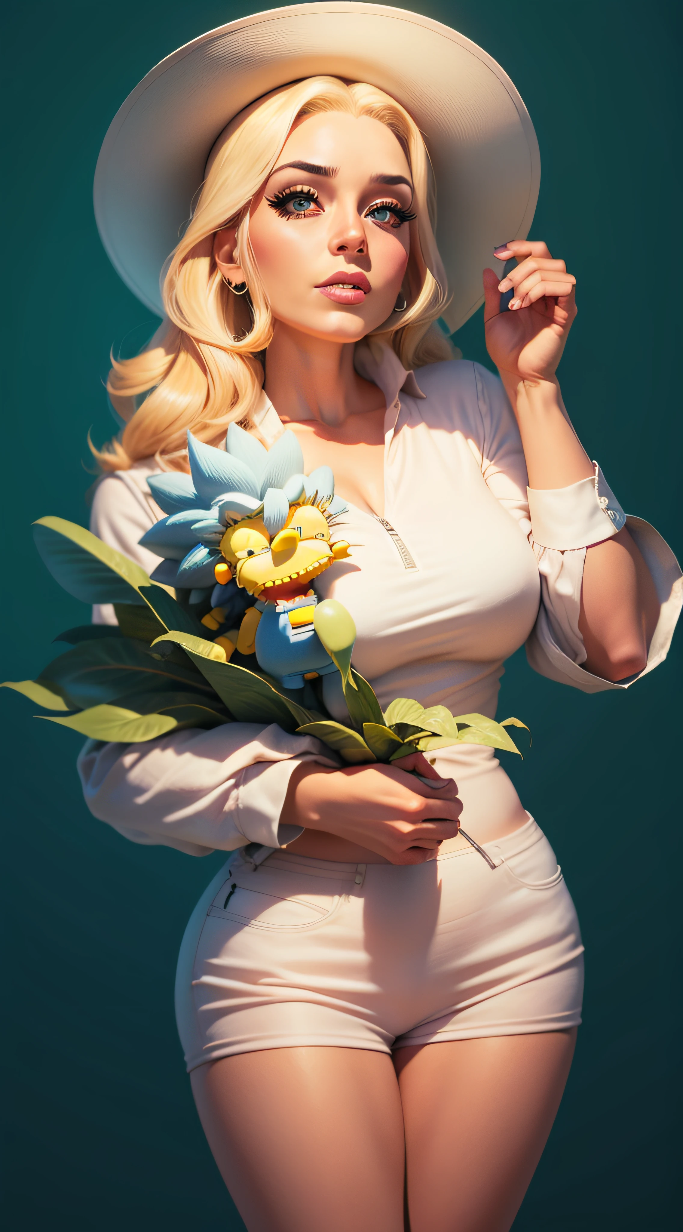 mulher cabelos loiros, Esse desenho se tratar  de um desenho parecido com o desenho  dos simpson , quero esse desenho em 3d ultra realista