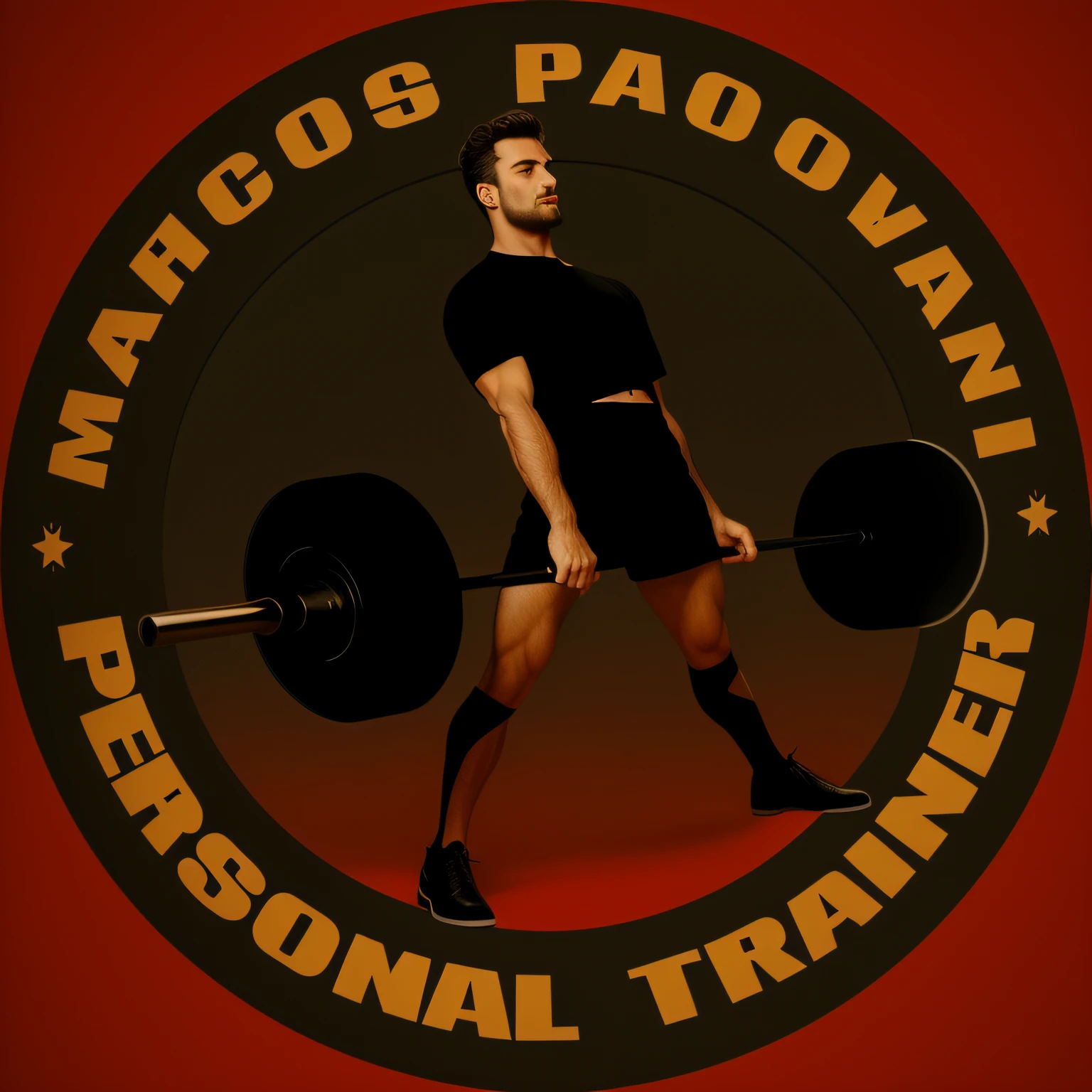 um logotipo, estilo retro preto e cinza com um homem segurando uma barra, Directed by: Mirko Rački, Directed by: Max Svabinsky, pessoal, Nicola Samuri, Directed by: Nicholas Marsicano, Darius Zawadzki, logotipo redondo, Alex Miranda, inspired by Mirko Rački, Directed by: Viktor Madarász, Alejandro