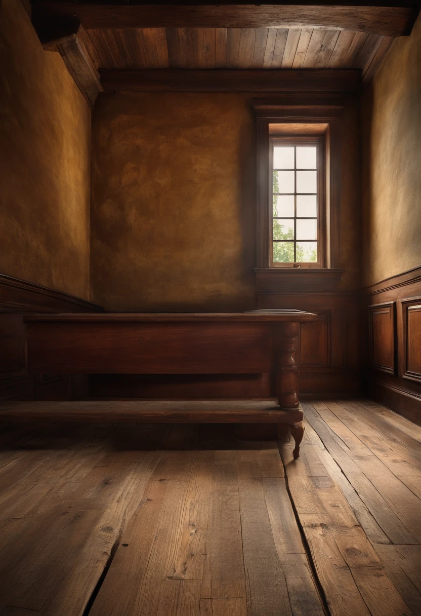 Describe a rustic and aged wooden floor