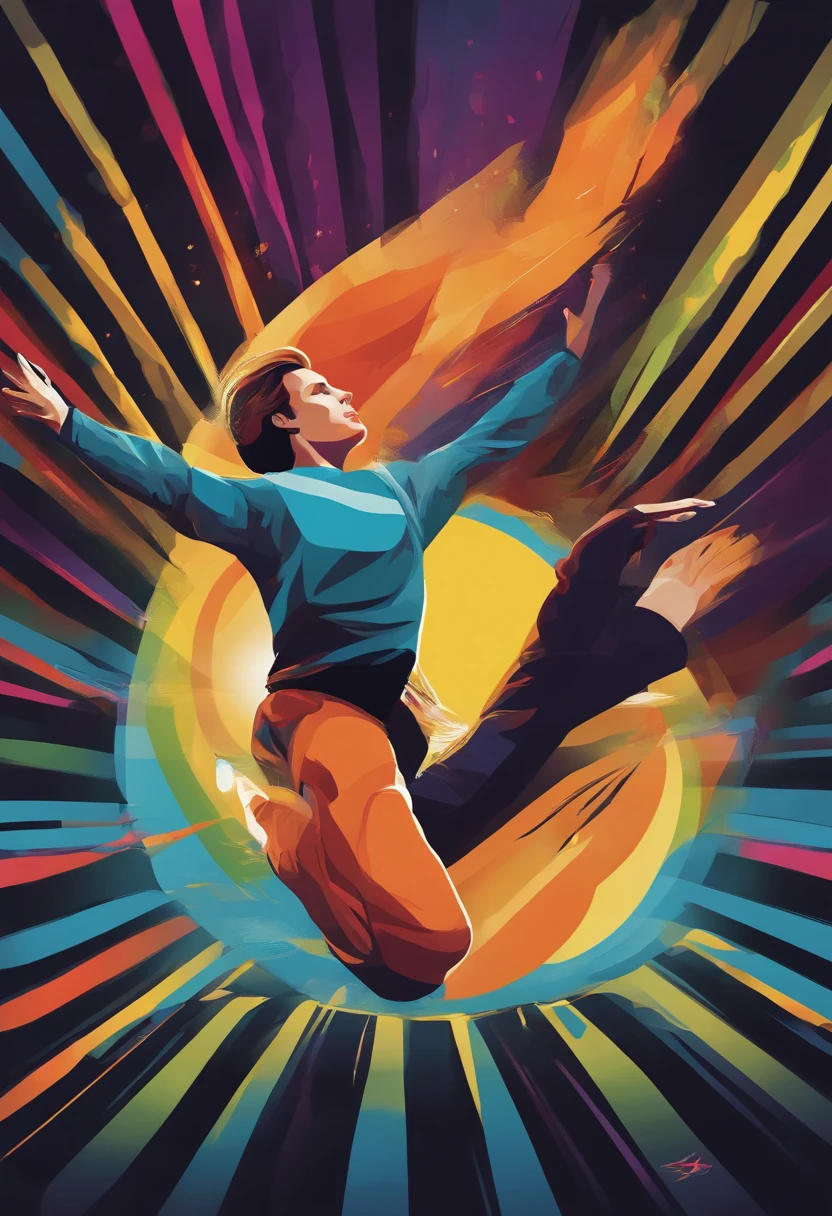 vector, trampoline athlete, colorful poster