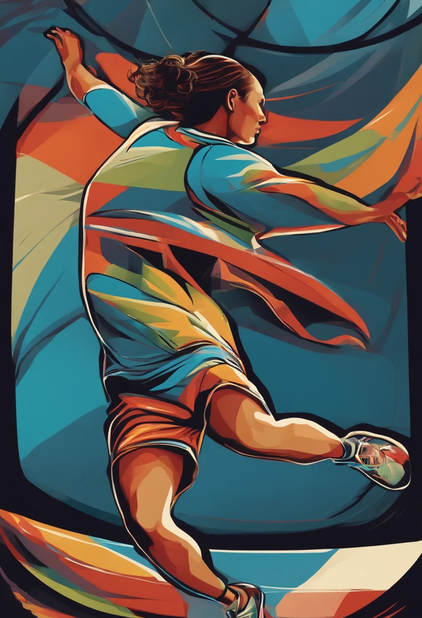 vector, trampoline athlete, colorful poster