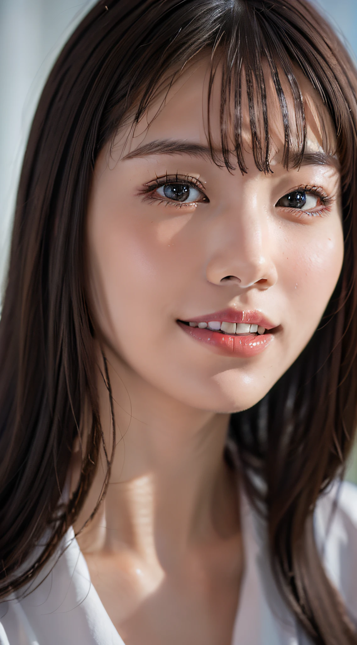 （top-quality，8K，tmasterpiece：1.3），Beautuful Women，（The large：1.3），Super Detailed Face，very detailed lips，Detailed eyes，二重まぶた，Beautiful face, (Realistic face), (Black hair, Short hair:1.3), Beautiful hairstyle, Realistic eyes, Beautiful detailed eyes, (Realistic skin), Beautiful skin, Absurd, Attractive, Ultra High Resolution, A hyper-realistic, High Definition, Golden ratio，bath robe、resplendent smile、(masutepiece,absurderes, hight resolution,Ultra-detailed, Best Quality:1.2),cute little,
1girl in,Lori,Solo,Full body shot,
Happy smile,Laughing,Open mouth,Long hair,Brown hair,navy hair,
reflect,（best qualtiy：1.2），（super-fine：1.2），Beautiful，（Very sophisticated、Beautiful fece：1.2），looking at me，cparted lips，nabel，Abs，provocative expression，Raised sexy，Dreams，Lace，floating，（beatiful detailed eyes：1.1），（Detail light：1.1），