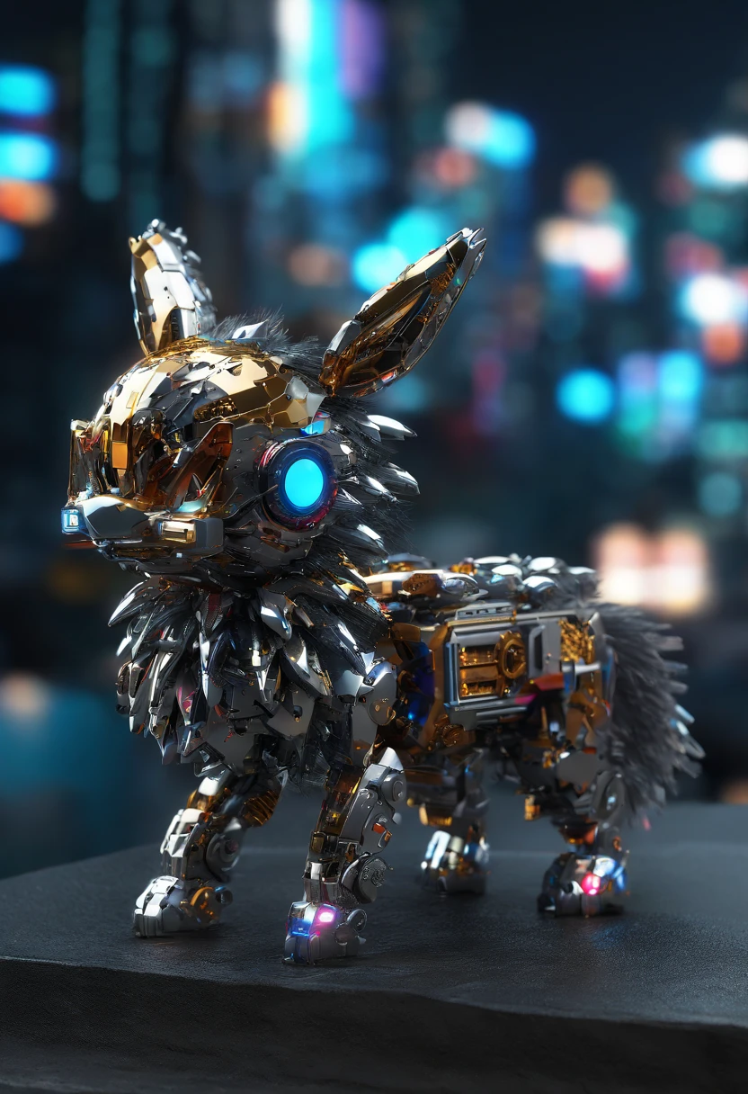 A vibrant scene unfolds in this Stable Diffusion prompt, showcasing the imaginative concept of "if Eevee was a Steel-type Pokemon". The prompt guides the generation of a high-quality image with attention to detail. Let's dive into the prompt composition: best quality,4k,8k,highres,masterpiece:1.2,ultra-detailed,realistic,photorealistic:1.37,metallic fur,shimmering eyes,glowing silver mane,strong and sturdy body,elegant and agile movements,sparkling steel aura,mechanical enhancements,steel armor plating,sharp and precise steel claws,steel-elemental special abilities,urban background,steely landscapes,steel structures blending with nature,vivid colors,dynamic lighting,bokeh,industrial aesthetics,concept art In this prompt, we ensure the image's exceptional quality with multiple tags. The "(best quality,4k,8k,highres,masterpiece:1.2)" emphasizes a visually stunning and detailed outcome, while "ultra-detailed" highlights the precision of the image. We set the tone for realism with "realistic,photorealistic:1.37" to generate visually convincing results. To depict the essence of Eevee as a Steel-type Pokemon, we incorporate tags like "metallic fur" and "shimmering eyes" to reflect its new steel attributes. Additionally, we describe its appearance with "glowing silver mane," "strong and sturdy body," and "elegant and agile movements" to capture its majestic presence. To further enhance the Steel-type theme, we include tags like "sparkling steel aura," "mechanical enhancements," and "steel armor plating," emphasizing the transformation of Eevee into a formidable steel warrior. We use "sharp and precise steel claws" to highlight its powerful offensive capabilities, and "steel-elemental special abilities" to bring its newfound powers to life. To provide context and a visually appealing background, we add tags like "urban background," "steely landscapes," and "steel structures blending with nature."