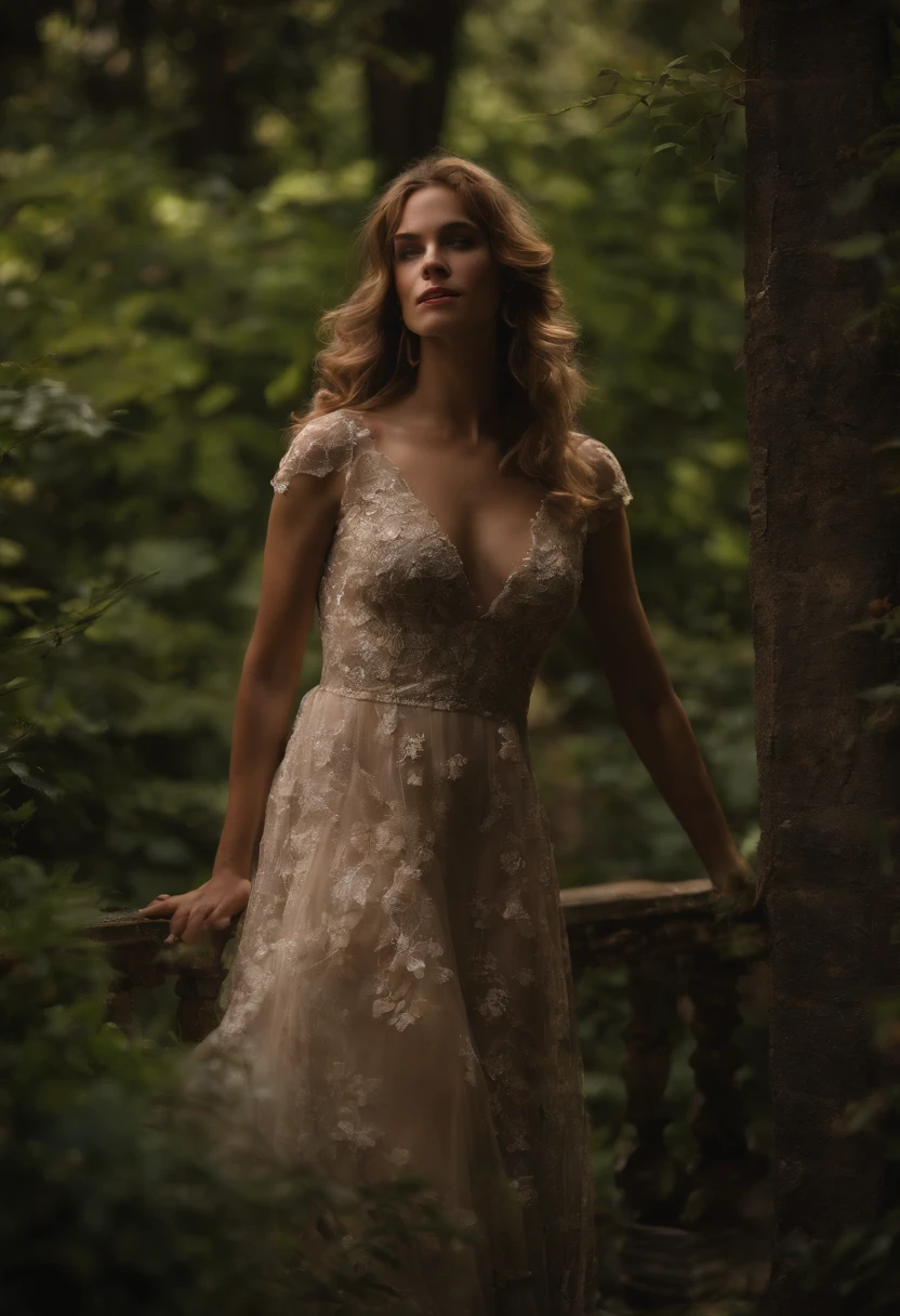 Imagem: Uma Noite Estrelada
A luz prateada da lua cheia derrama-se suavemente sobre um jardim encantado, Creating a dream scenario. Amid the shadows and reflections of the night, A figure emerges that exudes beauty and mystery. A mulher, pale skin and ethereal features, recalls the iconic actress Linda Blair in her youth, encarnando uma beleza singular.
Seus cabelos escuros e sedosos caem em cascata sobre os ombros, capturando os raios de luar e criando um contraste hipnotizante com sua pele. Os olhos, profundos e expressivos, reflect moonlight like two stars in a night sky. They are enigmatic, able to convey a myriad of emotions, como se escondessem segredos do universo.
Her lips, delicadamente rosados, They are like rose petals in the light of the moon, formando um sorriso misterioso e cativante. O rosto, suavemente esculpido, possui uma aura de serenidade e poder, as if the woman were a keeper of ancient secrets.
Vestida em um longo vestido de seda negra, She looks like she came out of a gothic fairy tale. O vestido, adorned with lace details and pearls, hugs your curves gracefully, enquanto a cauda se arrasta pelo solo com um movimento sinuoso. The woman moves with a natural elegance, como se flutuasse sobre o jardim.
On your neck, A silver necklace with a gemstone shines in the moonlight, casting small light spells in all directions. Seus dedos, adorned with delicate rings, trace invisible patterns in the air as she moves with grace and confidence.
Ao fundo, the leaves of the trees whisper softly in the wind, como se estivessem sussurrando segredos para a mulher. The stars twinkle in the night sky, forming constellations that seem to dance around you.
In this magical and enigmatic scene, the Linda Blair-like woman is a fascinating presence, A true muse of mystery and beauty. Ela personifica a magia da noite e a intriga do desconhecido, leaving a lasting impression on the memory.
