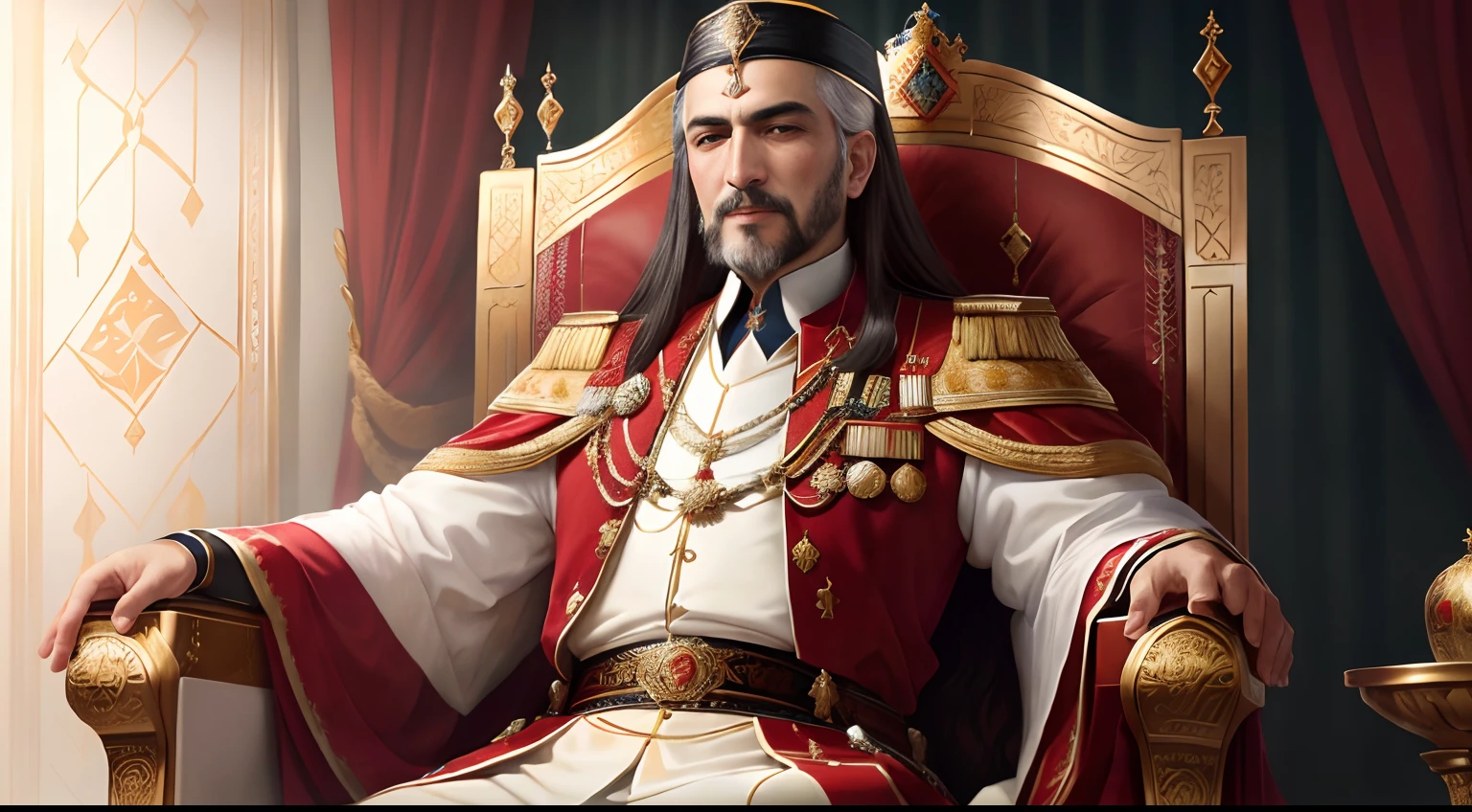 Sultan selim the second, of the ottoman Empire in his traditional royal attire, photorealistic, high quality