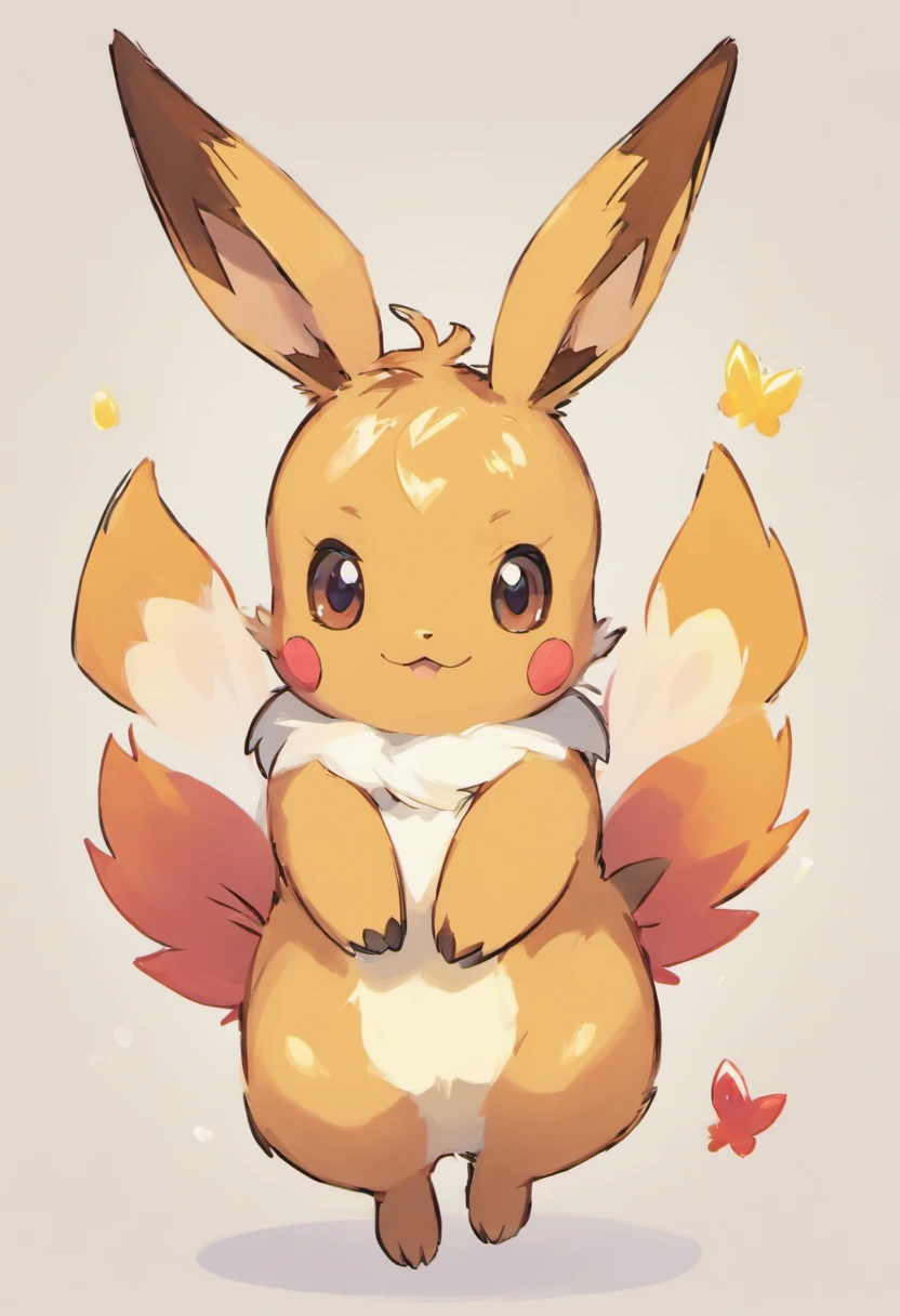 male, solo, pokemon (species), eeveelution, eevee, multi colored fur, smile, fluffy, butt view, from behind, hind legs male genitals, small , hires, detailed, anime, kemono, dagasi, petals, flowers, tree, detailed background, beautiful detail, sparkles, pixiv, cute kawaii, blushing, looking back, ahegao,