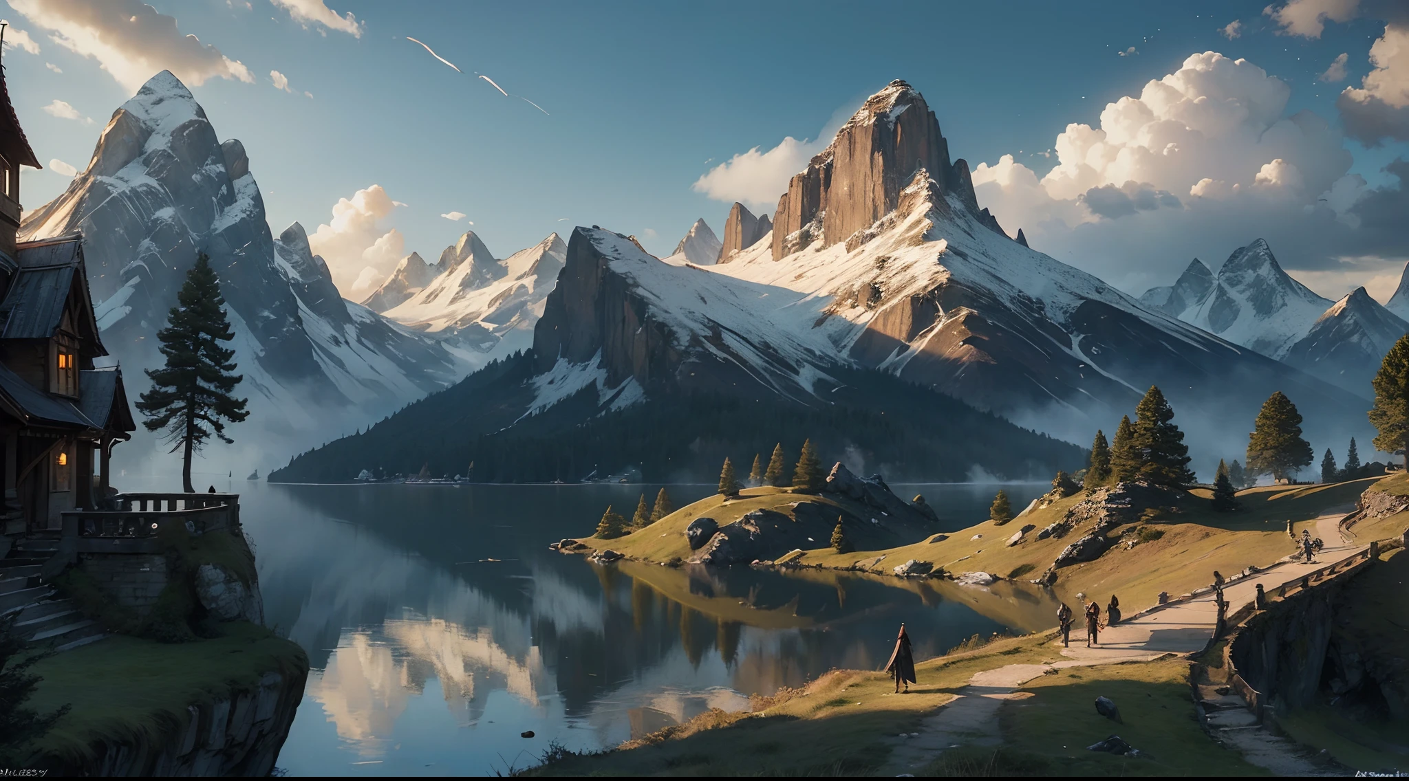 "(by Greg Rutkowski: 1.2), (masterpiece), (best quality), extremely delicate and beautiful, illustration, (fantasy landscape), depth of field, HDR, intricate, delicate, (No human presence), photorealistic depiction, live action feel, creating a visual masterpiece with the best possible quality. (Highlighting the fantastic elements of dwarven city, emphasizing the effects of collapse and severe weathering). Providing a distant view that captures the grandeur and atmosphere."