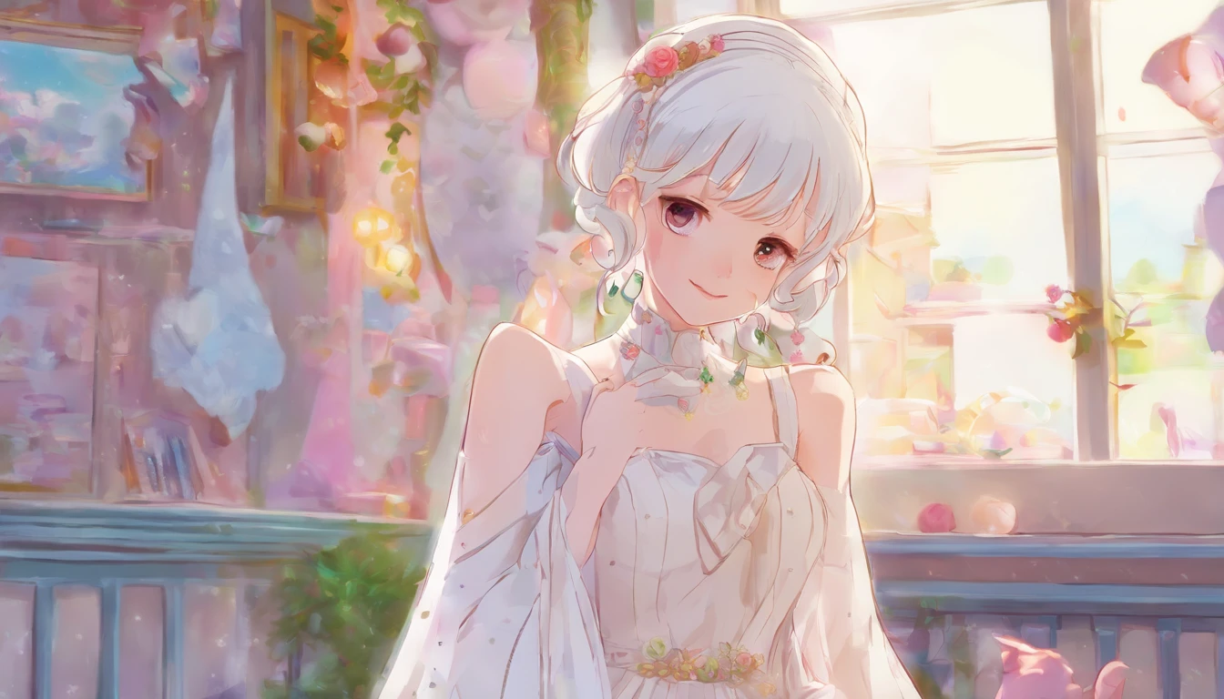 ((masterpiece)), ((best quality)), (ultra detailed:1.2), highly detailed, (horror), (ultra detailed illustration of In Ghost of a singing translucent woman in white dress:1.2), (sing:1.3), (solo), (pale skin:1.4), (white color hair:1.3), (whites of the eyes:1.2), Inside the room, (nighttime), (Silent Hill),