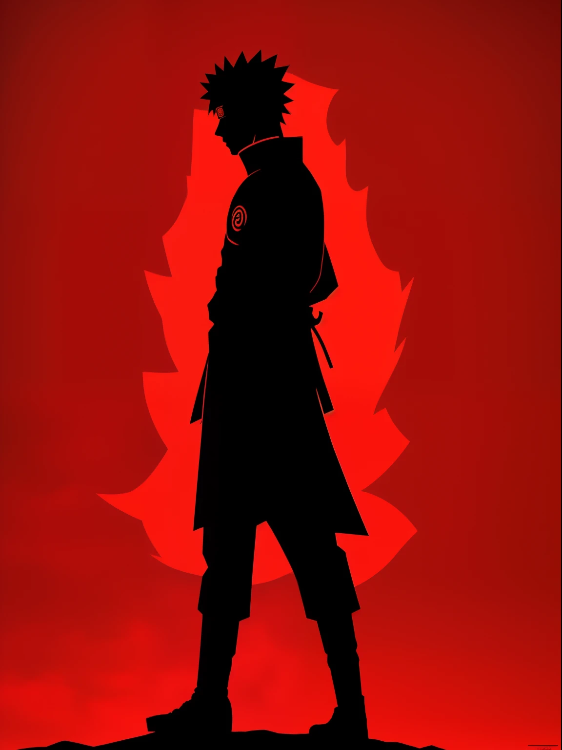 Naruto stands alone in a red background, movie poster
