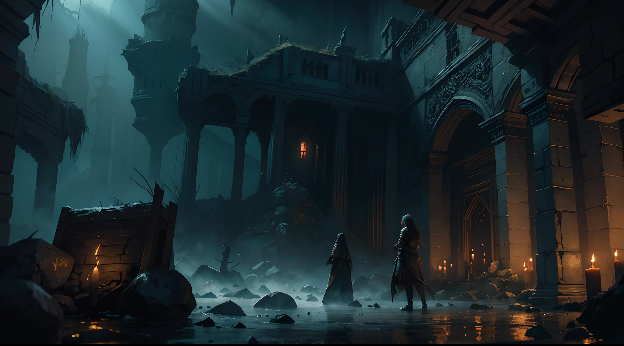 "(by Greg Rutkowski: 1.2), (masterpiece), (best quality), extremely delicate and beautiful, illustration, (fantasy landscape), A mesmerizing fantasy landscape with enchanting elements blending seamlessly. (dungeon full of screaming prisoners got tortured), (adorned with spooky atmosphere surrounded with bloods). A sense of dark and horror fills the air, inviting exploration and discovery, depth of field, HDR, intricate, delicate"