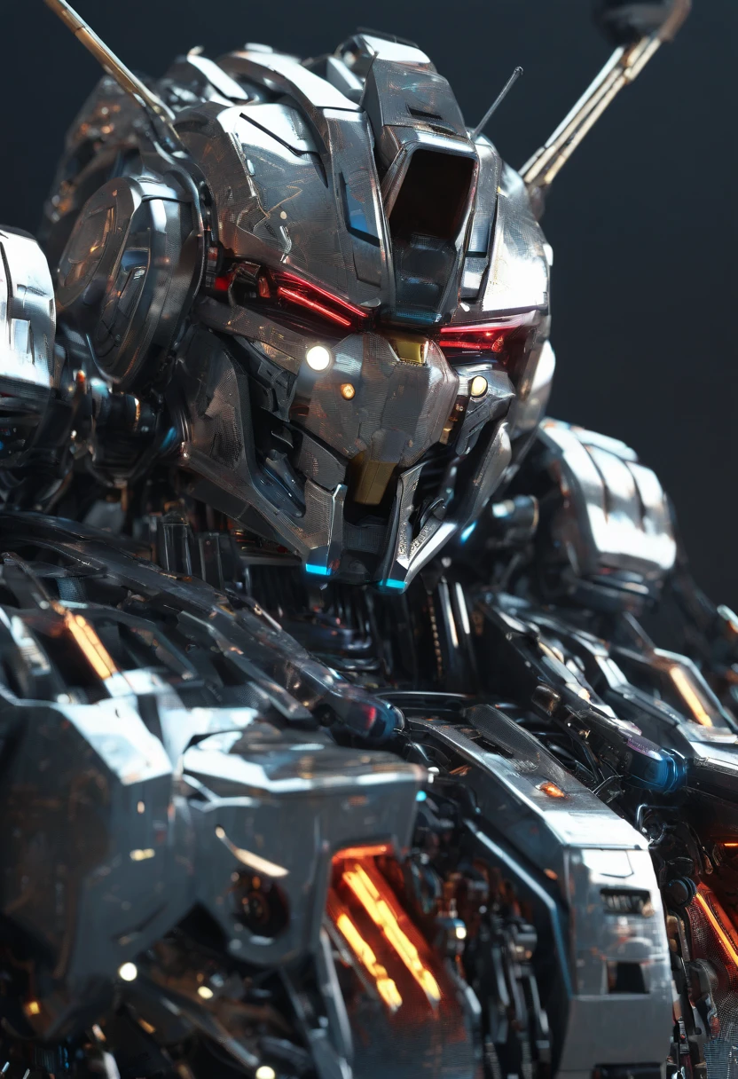 Gundam Mecha , science fiction, Front view, senso de tecnologia, c4d, Renderizador OC, Motor irreal, High detail, desenho industrial, HD 8K, studiolight, retro
