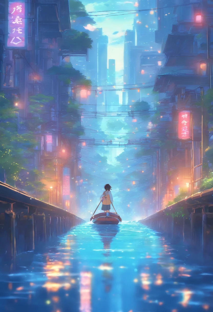 Obra maestra de alta calidad ,Paisaje,Anime train passing through bodies of water on the tracks, Cielo estrellado brillante。Romantic Train,Pisif,Concepto-Arte,Estilo de arte lofi,Reflectores。 por Makoto Shinkai, Arte Lofi, Hermosas escenas de anime, Paisajes de anime, detailed scenery —width 672, Al estilo de Makoto Shinkai, El estilo de Makoto Shinkai,Mejora de detalles