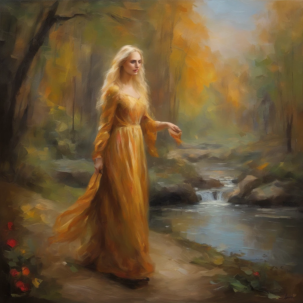 top-quality, masterpiece, ultra-detailliert, elvish, Long blonde hair with close-up, Being in a European village, Concert, Sad atmosphere