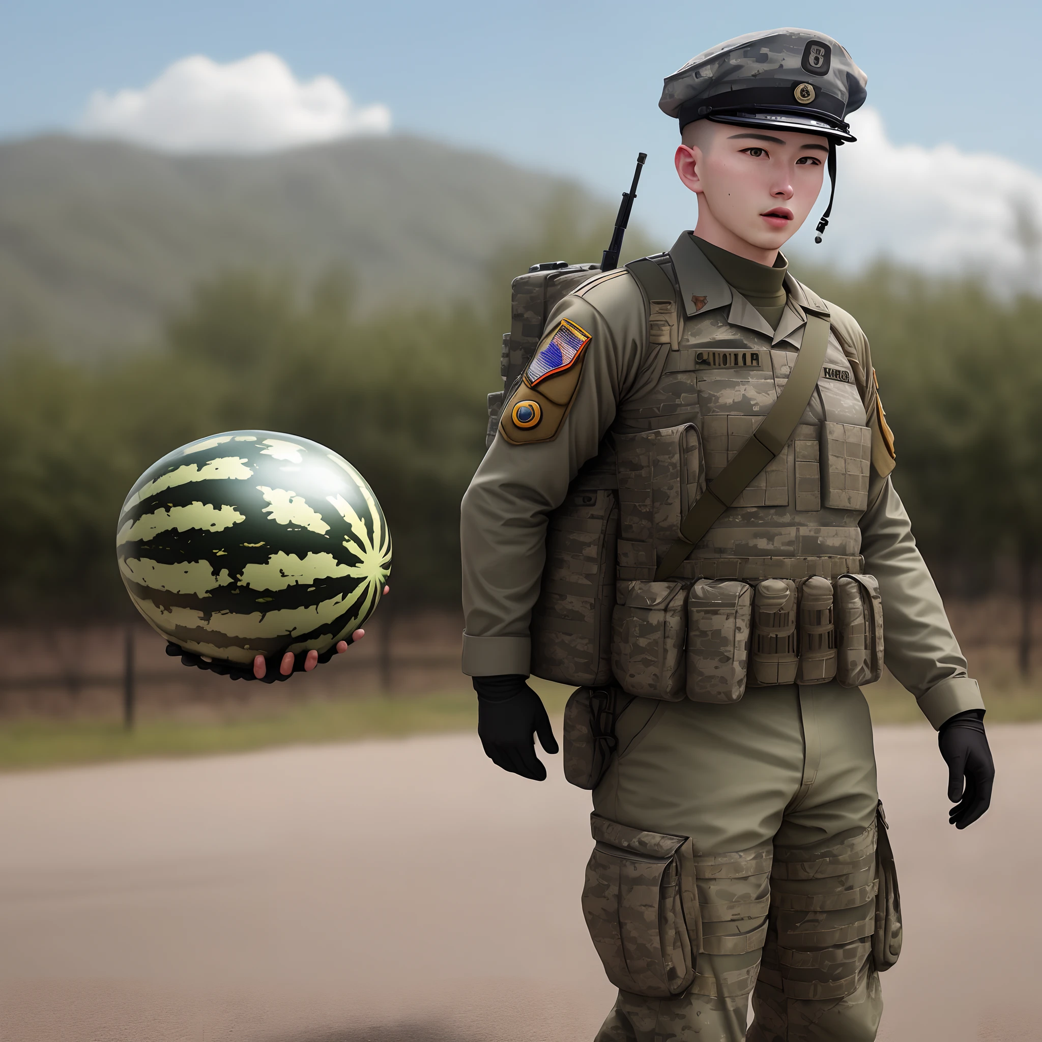 A soldier who is a watermelon alive