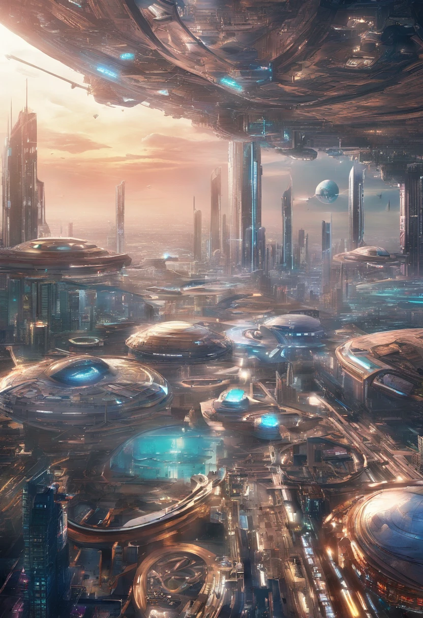 cyberpunked　futuristic cities　A space station　utopian　A beautiful futuristic city lined with skyscrapers　planet earth　dream　Anti-gravity world　ＳＦCities Huge Structures