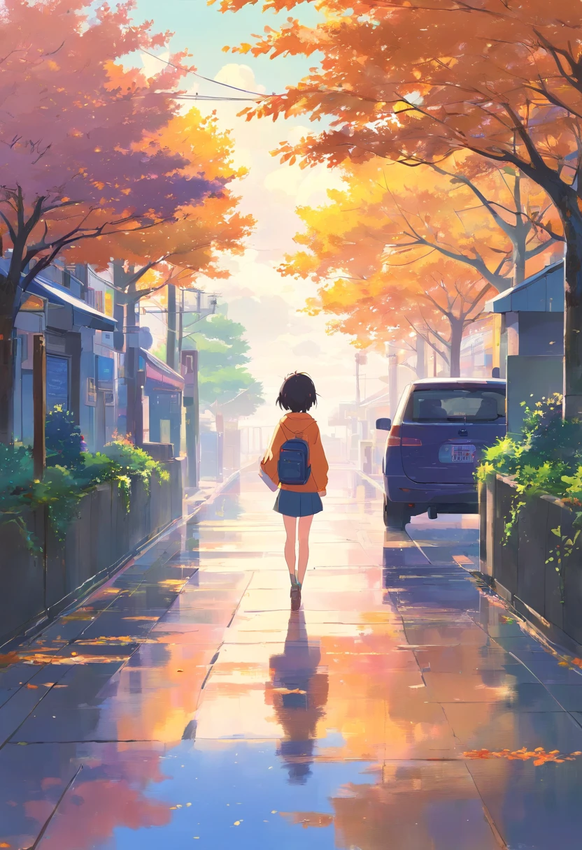 Festival de Halloween, Obra maestra de alta calidad ，Paisaje，Anime， Cielo estrellado brillante。，Pisif，Concepto-Arte，Estilo de arte lofi，Reflectores。 por Makoto Shinkai, Arte Lofi, Hermosas escenas de anime, Paisajes de anime, detailed scenery —width 672, Al estilo de Makoto Shinkai, El estilo de Makoto Shinkai，Mejora de detalles