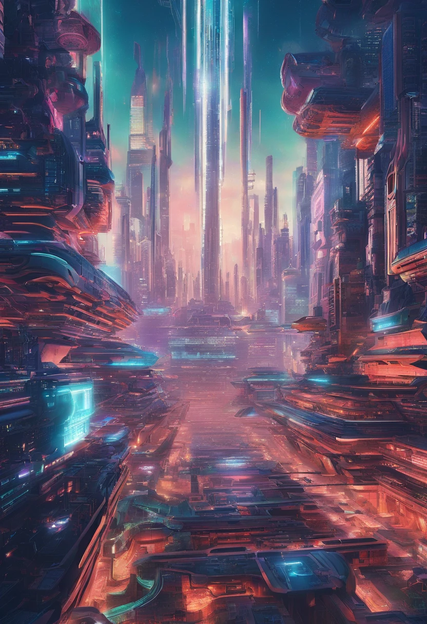 cyberpunked　Futuristic cities　A space station　utopian　A beautiful futuristic city lined with skyscrapers　Megacities　planet earth　dream　Anti-gravity world　ＳＦ城市　beautiful night scene　neons　 Huge structures