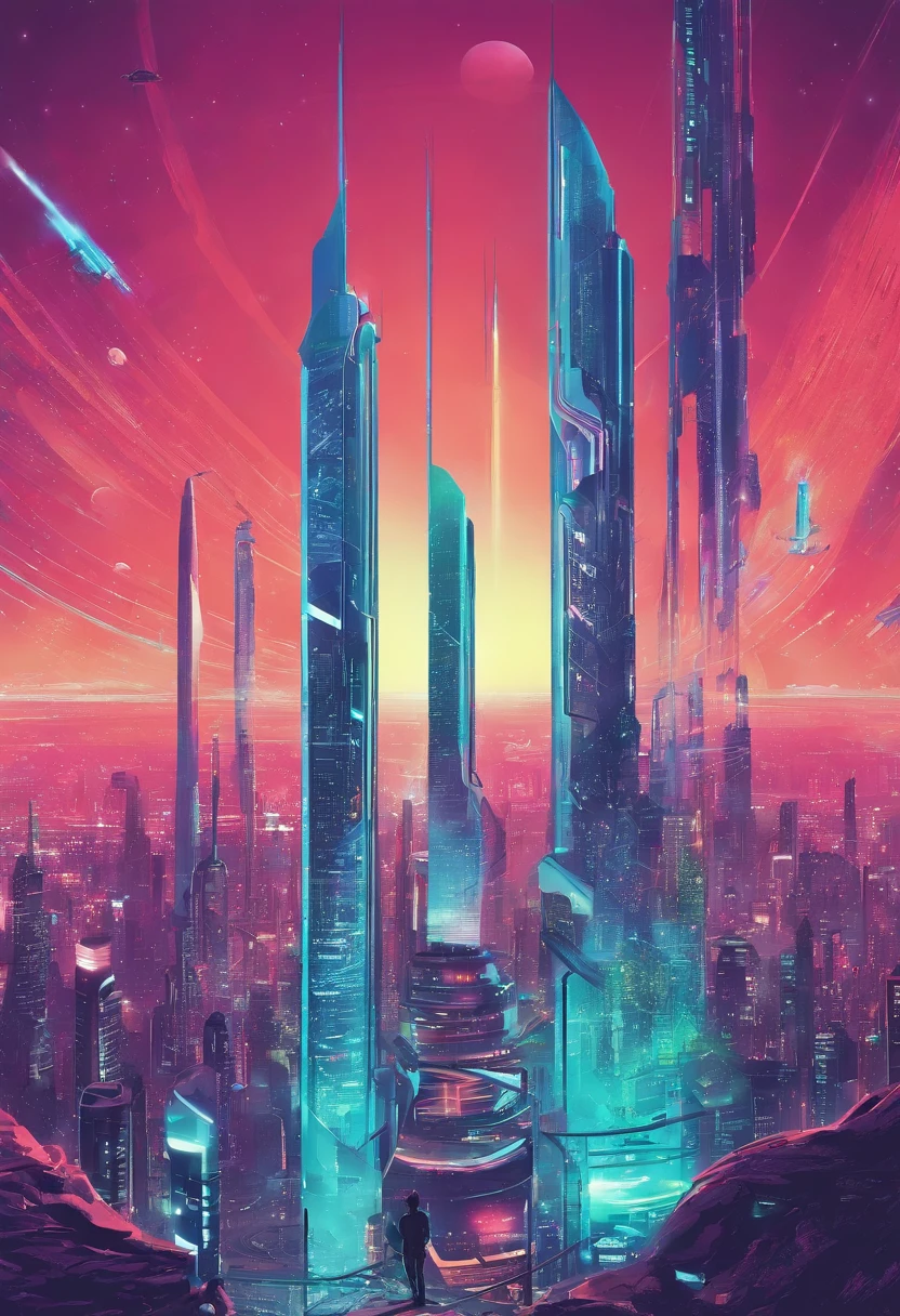 cyberpunked Futuristic cities A space station utopian A beautiful futuristic city lined with skyscrapers Megacities planet earth dream Anti-gravity world SF城市 beautiful night scene neons Huge structures