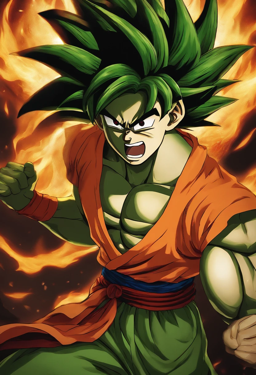 Design a gripping poster featuring Nelliel from "goku" in a fit of rage. Capture the essence of his burning determination and unyielding spirit as he unleashes his wrath upon his enemies. Keep it short, bold, and intense to convey the raw power of Luffy's anger.