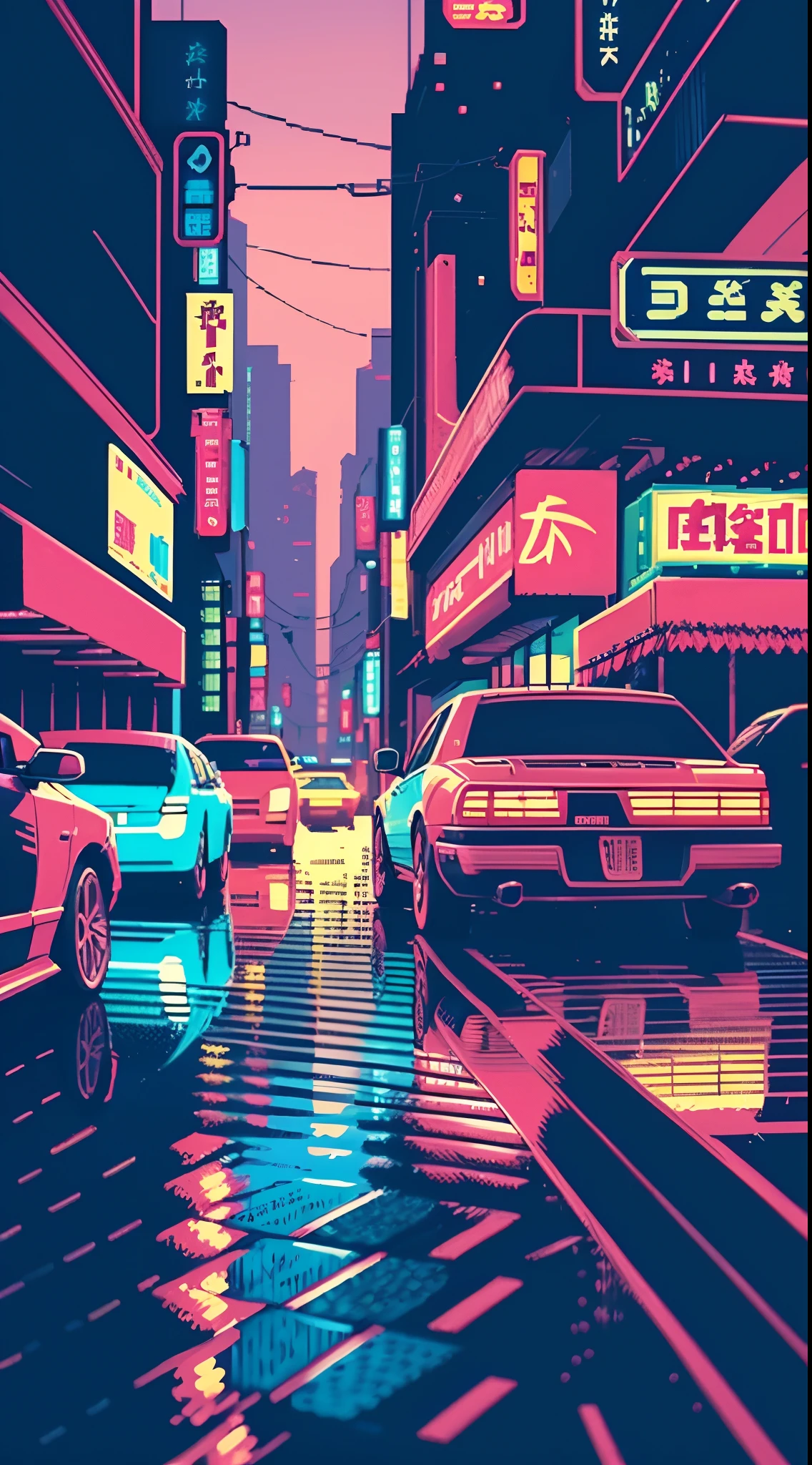 (efeito bokeh), (dinamic angle), ((obra-prima)), (streets of tokyo), (zebracross), (chuva), (noite), cidade vazia, escuro, (neon), pixelart, ((pixelado)), cyberpunk, (retro)