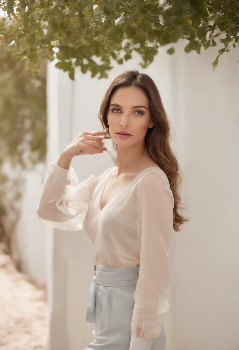 modelo: El modeloo debe tener un aspecto fresco y natural, with minimal makeup that highlights your features. Su cabello debe ser peinado en ondas sueltas o un peinado elegante. luci: Usar suave, Diffused lighting to create a warm and welcoming atmosphere. La luz natural es ideal, pero si eso no es posible, Usar luces de estudio fondo: Elija un fondo simple y ordenado que complemente el modeloo y el producto. Un fondo blanco liso o de color pastel funciona bien, Or you can use a textured wall or a natural environment such as a garden or beach.. compositing: Experiment with different angles and compositions to find the most flattering and interesting shot. Prueba a disparar desde arriba o desde abajo, or use the rule of thirds to create visual interest. cabello brillante, a professional movie photograph of, La mejor calidad, alta calidad, Altas Resoluciones, Altamente detallado, cinematic lighting