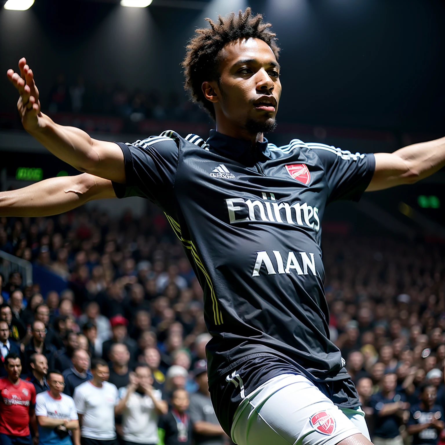 Black Man Soccer Player Dancing in Arsenal