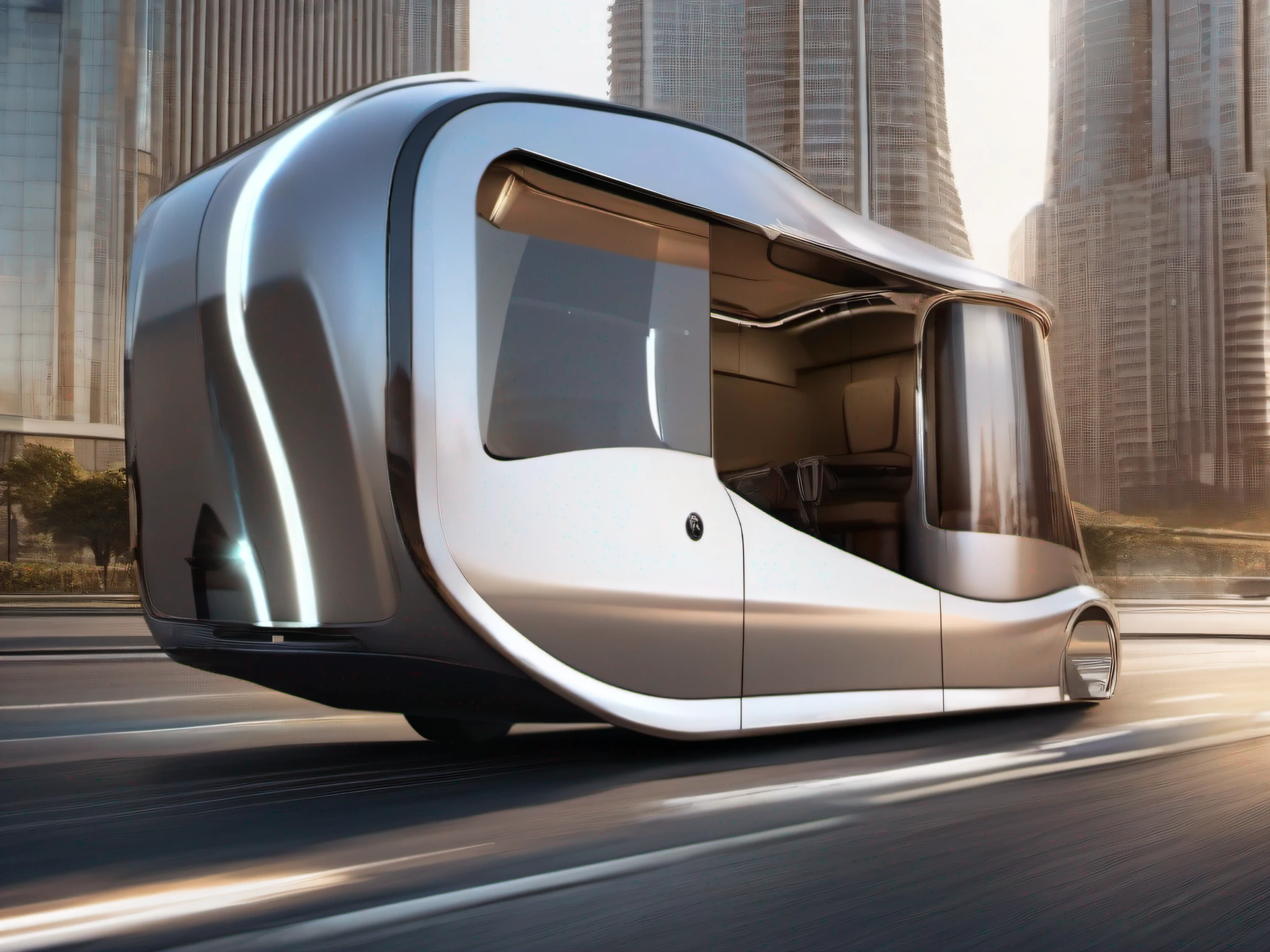 Imagine an image of an NFT depicting a futuristic towing vehicle with an impressive clarity of detail. Every aspect of this image has been meticulously designed to convey the feeling of innovation and advanced technology.
no centro da imagem, We have our own trailer vehicle, with aerodynamic design and futuristic lines. Its structure is full of modern elements, as shiny surfaces, LED panels and panoramic windows. Cada detalhe, from angular contours to gleaming metallic finishes, is carefully designed to convey a sense of high technology and sophistication.
The front of the trailer is adorned with futuristic LED headlights, que emanam uma luz brilhante e intensa. The front grille is composed of elegant geometric lines, that perfectly match the overall style of the vehicle. The windows are large and panoramic, allowing an unobstructed view of the surrounding environment.
The sides of the trailer are decorated with futuristic details, as integrated solar panels, that provide sustainable energy for the vehicle. Sculpted lines and smooth curves give a touch of elegance and modernity. Detalhes adicionais, como portas deslizantes inteligentes e sensores de movimento, are incorporated to emphasize the advanced functionality of the trailer.
The rear of the vehicle is equipped with an electronic opening, revealing a large and luxurious interior space. The interior is designed with meticulous attention to detail, com acabamentos em materiais de alta qualidade, customizable ambient lighting and advanced entertainment and automation technologies.
The scenery around the trailer is equally impressive, with a futuristic landscape that complements the vehicle's styling. gleaming skyscrapers, High roads and flying vehicles add a sense of dynamism and progress.
