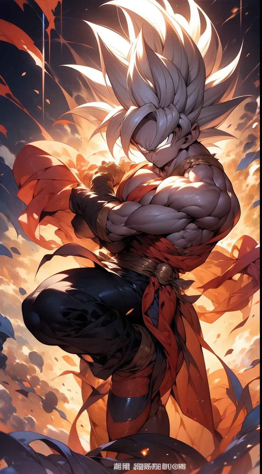 MasterPiece,exceptionally high details,best best quality,Dragon Ball,monkey king,Super Saiyan,1个覆盖高达铠甲的monkey king,There was lightning all over the body,Silver lightning,The Monkey King and Gundam are perfectly integrated,Full body perspective