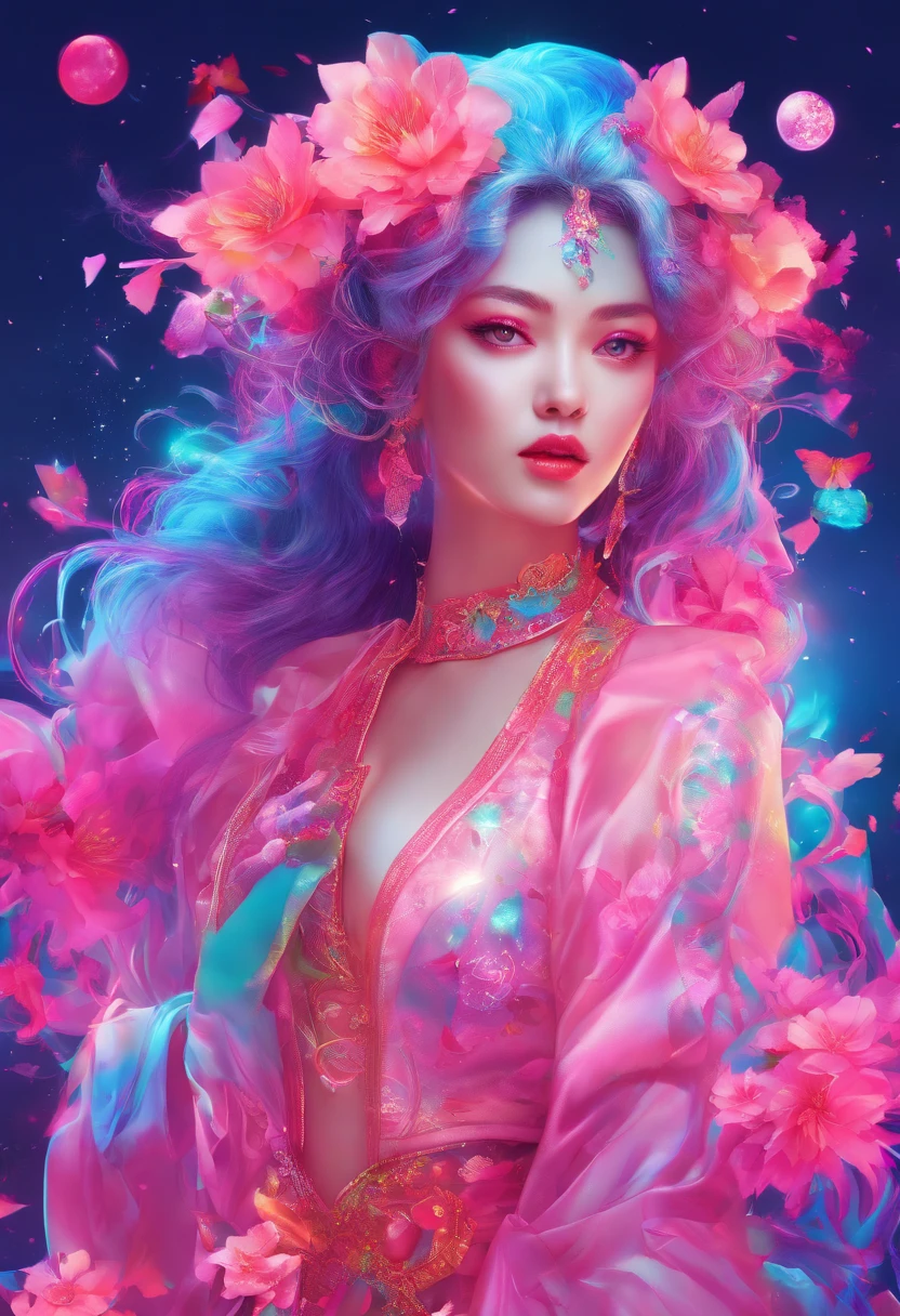 (highres:1.2, realistic:1.37), vibrant colors, surreal, ethereal, enchanting, (fantasy, whimsical:1.1), female, cherry blossom, hybrid, (detailed, intricate:1.1) floral patterns, magical, (flowing, long) hair, (delicate, graceful) pose, (luminous, glowing) skin, (exquisite, intricate) costume, (dreamlike, hazy) background, (soft, gentle) lighting