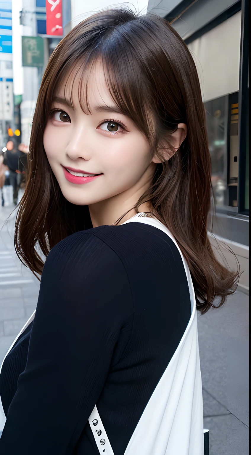 masutepiece, Best Quality, Illustration, Ultra-detailed, finely detail, hight resolution, 8K Wallpaper, Perfect dynamic composition, Beautiful detailed eyes, Women's Fashion Summer,Medium Hair,Small breasts natural color lip, Bold sexy poses,Smile,Harajuku、20 years girl、Cute、Sexy shot looking at camera